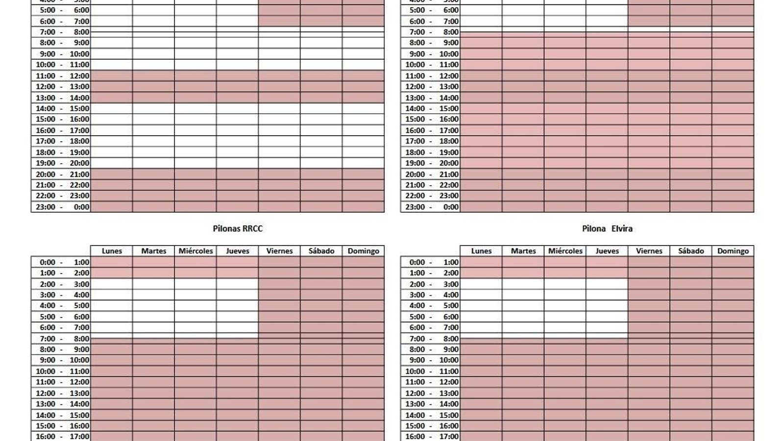 Horario de las pilonas del Albaicín.