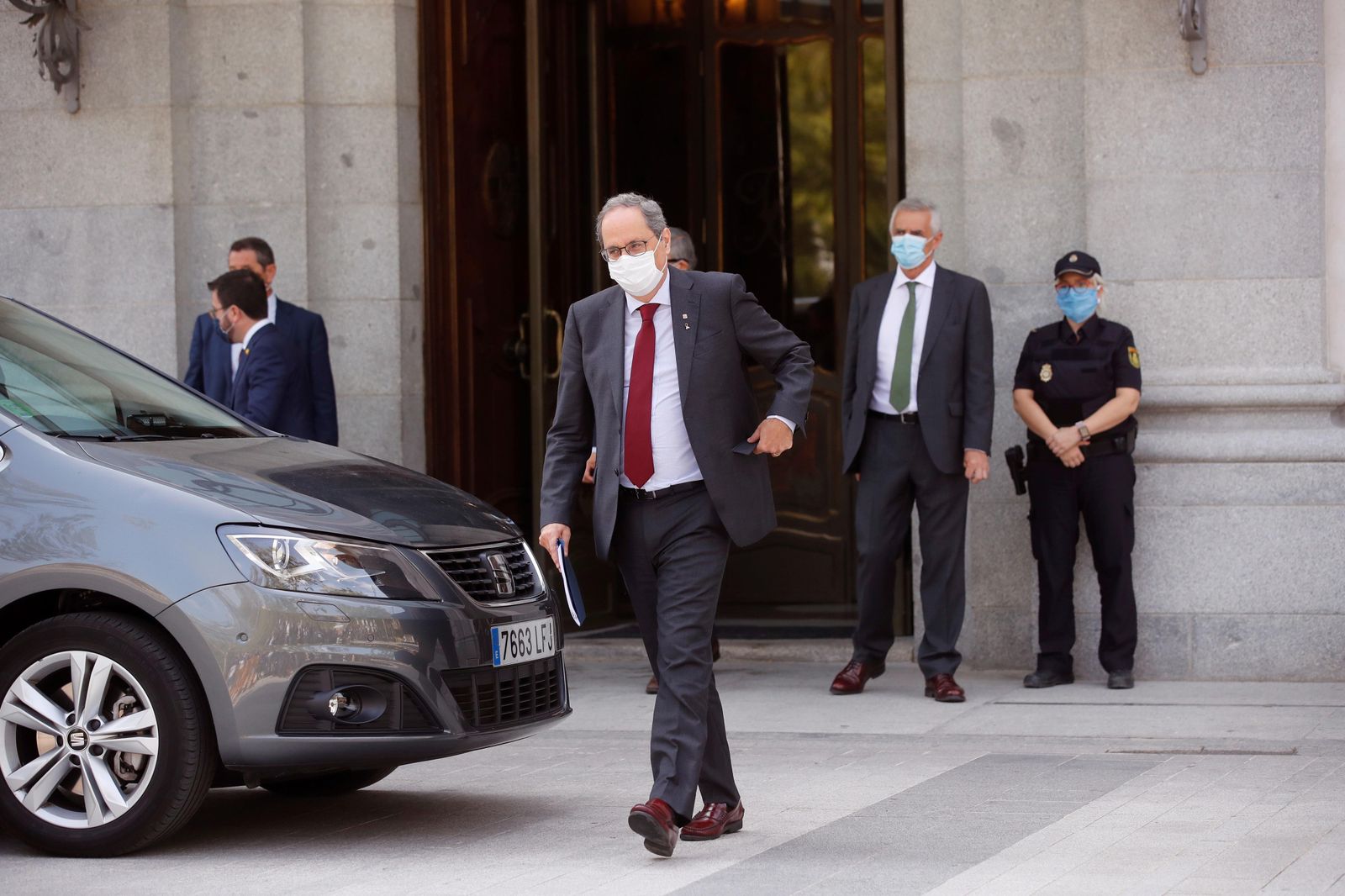 El presidente de la Generalitat, Quim Torra, a su salida del Tribunal Supremo este jueves en Madrid.