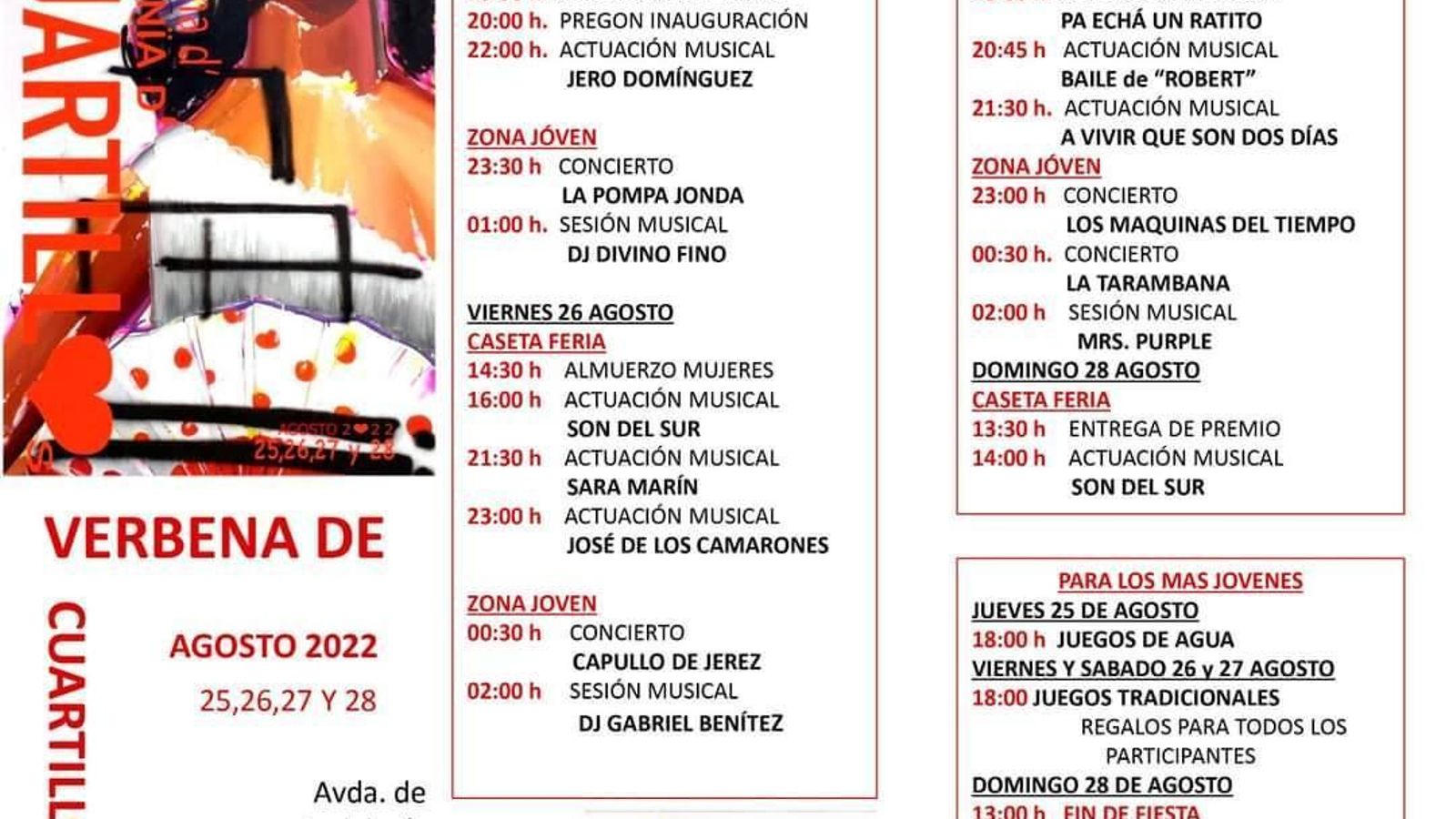 Programa de la Verbena de Cuartillos.
