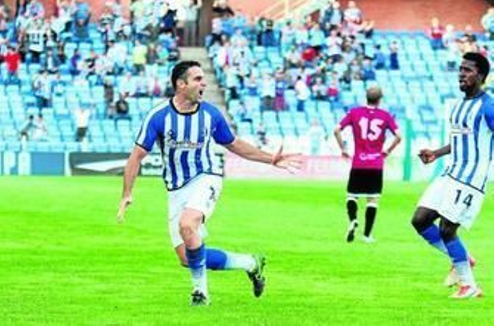 Núñez celebra el tanto que marcó el domingo pasado ante el Cartagena.