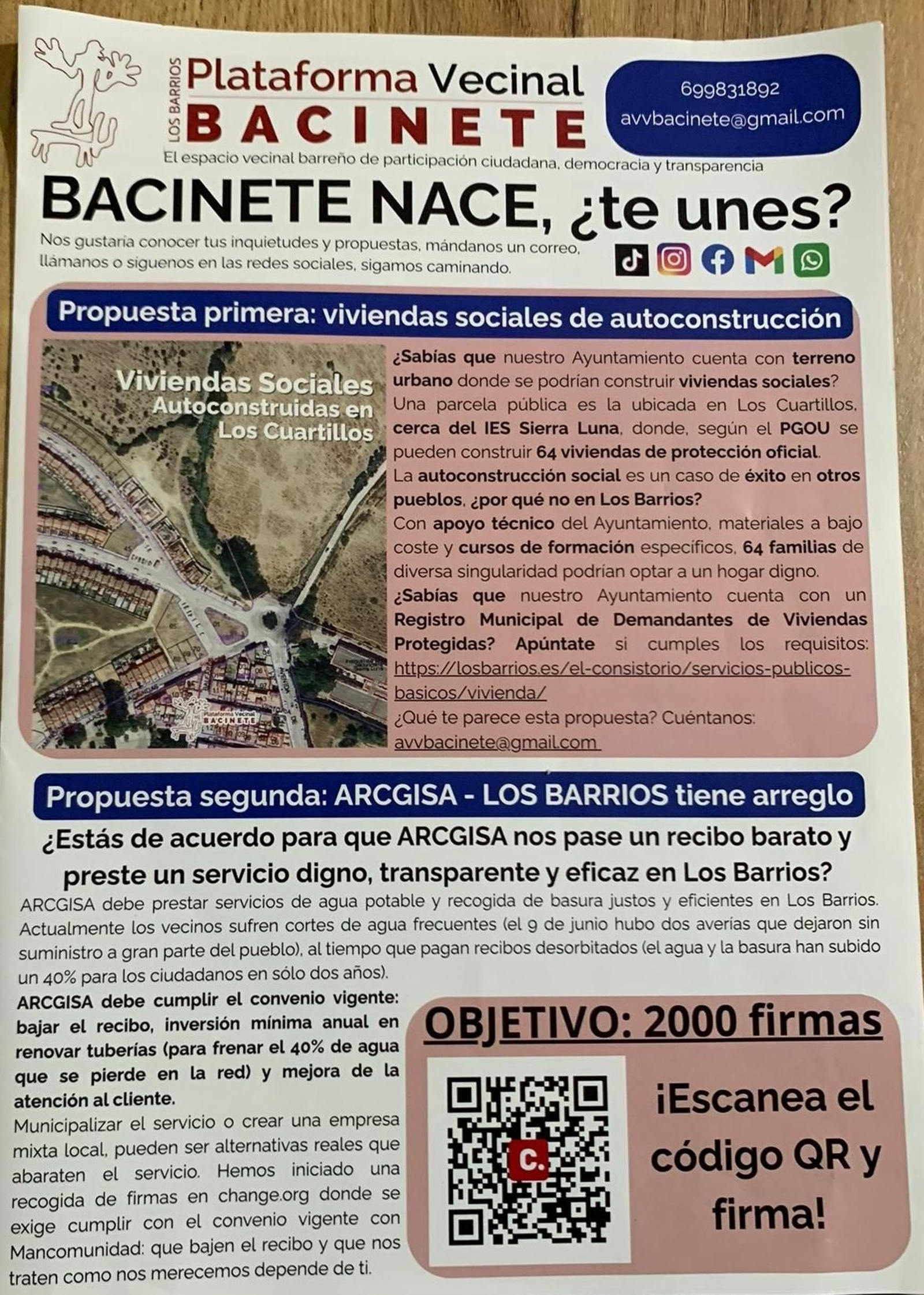 La portada del boletín de Bacinete.