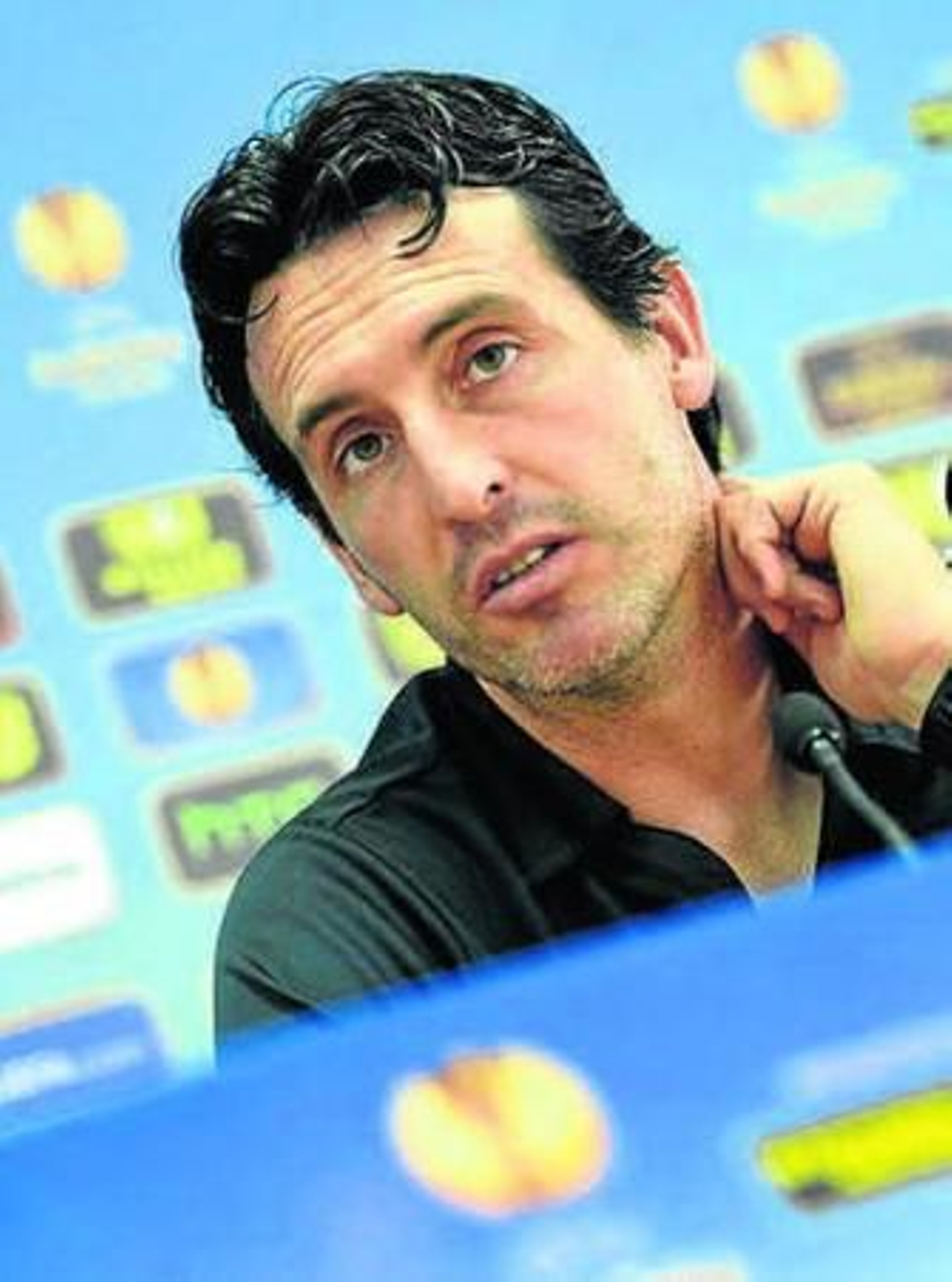 Emery, en una conferencia UEFA.