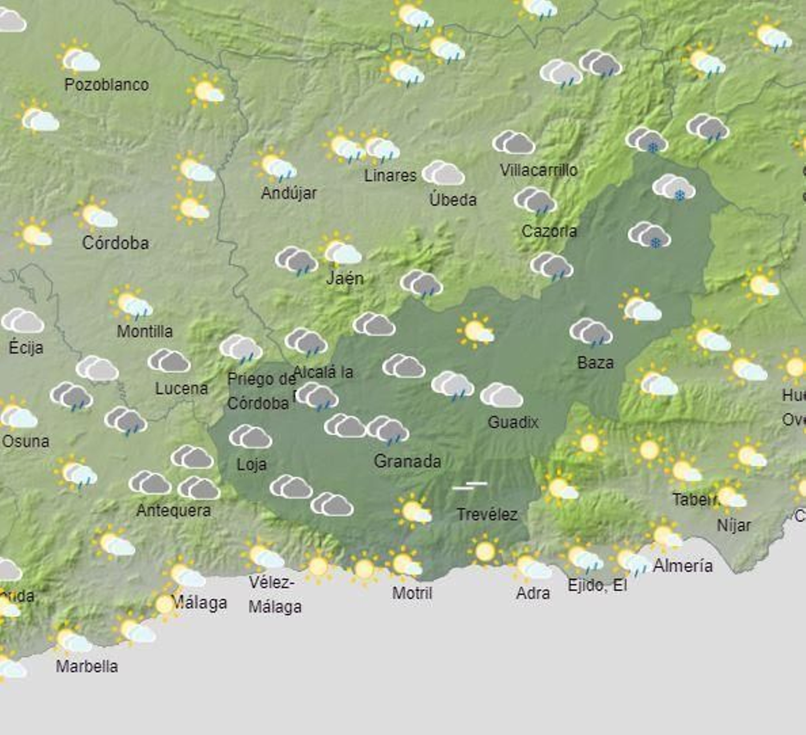 El Tiempo en la provincia de Granada durante el último fin de semana de febrero
