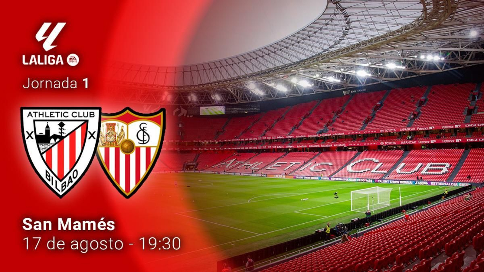 El partido Athletic-Sevilla, en directo.