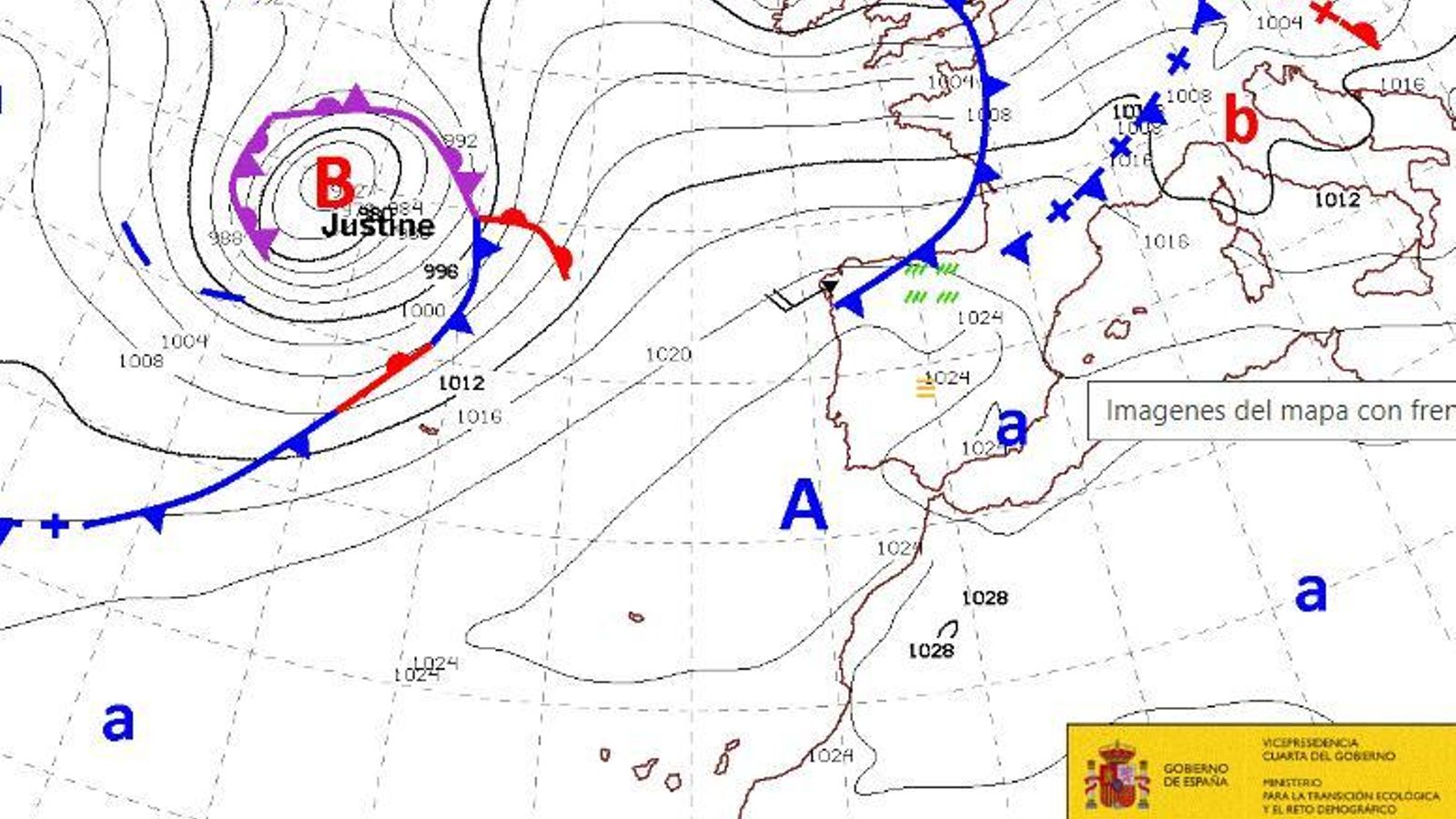Llegada de la borrasca a España.