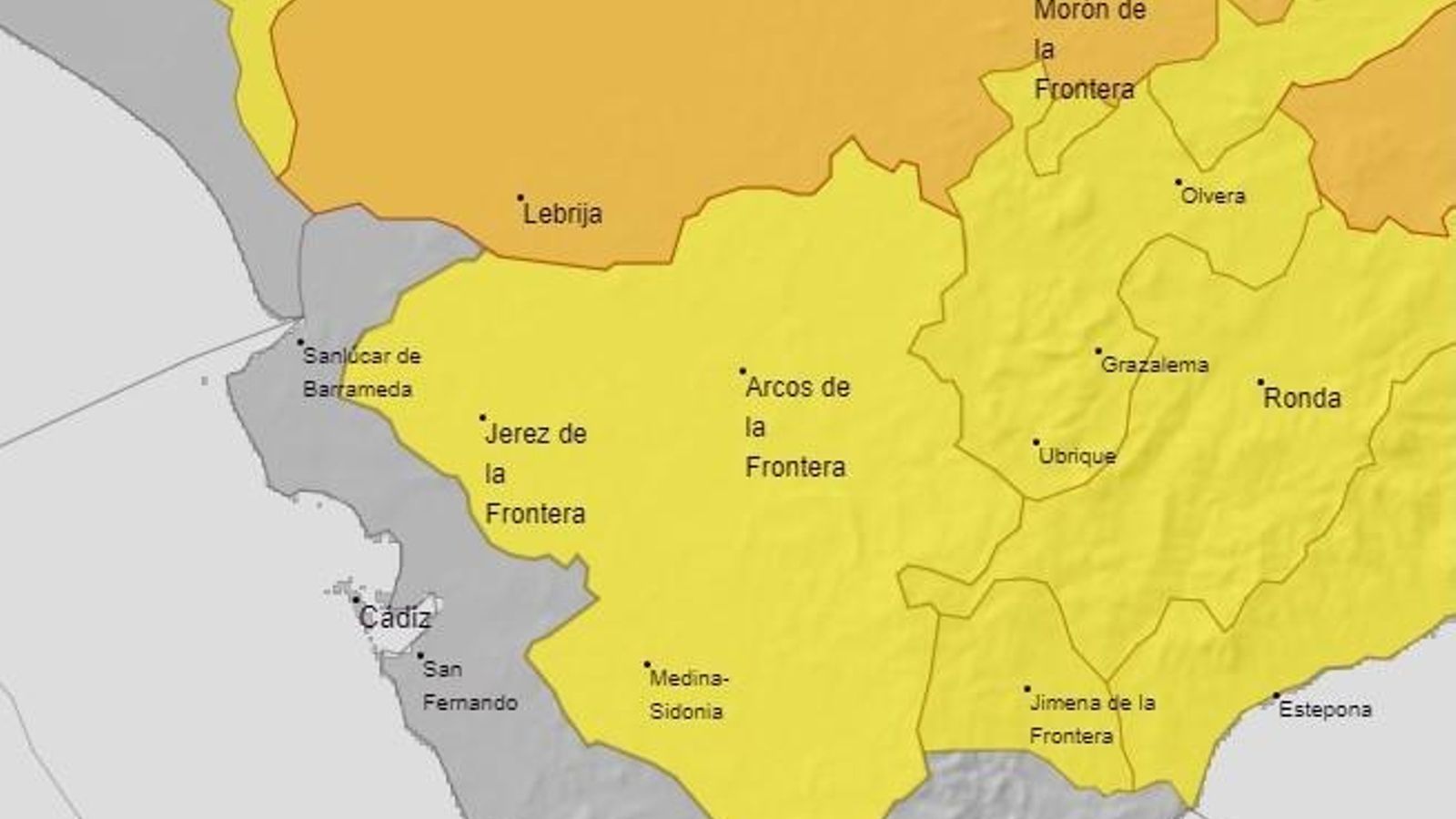 Alera naranja en Sevilla y amarilla en Jerez y la Sierra de Cádiz Alera naranja en Sevilla y amarilla en Jerez y la Sierra de Cádiz