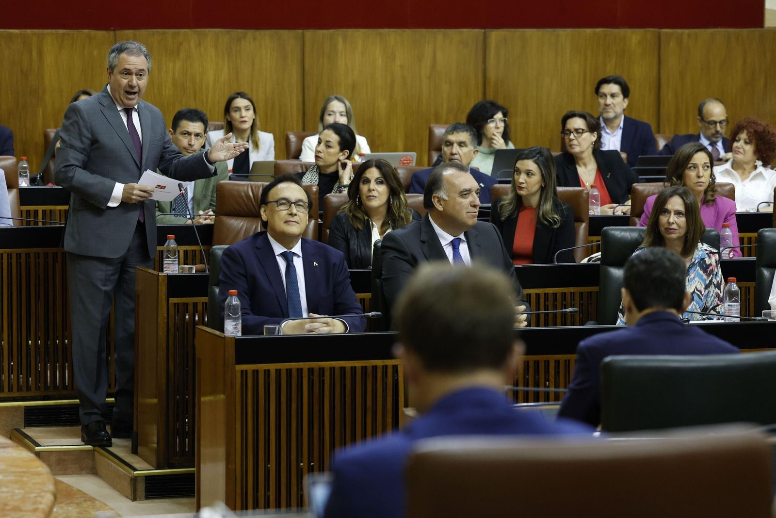 El líder del PSOE andaluz, Juan Espadas, durante su intervención en el Pleno