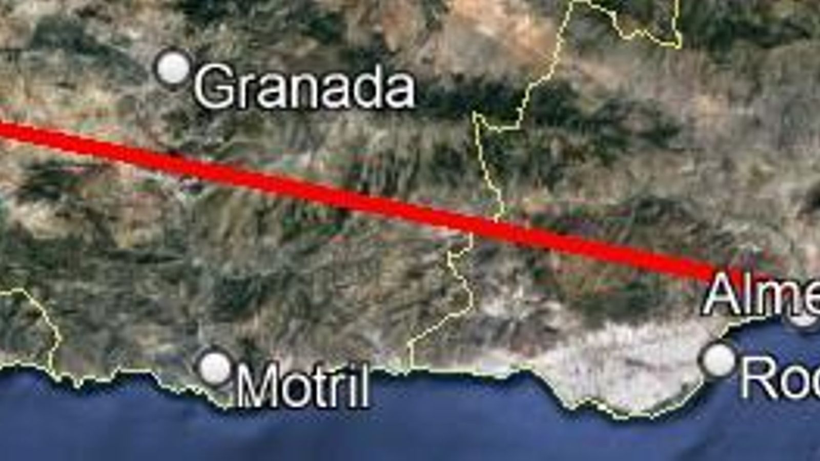 Trayectoria del bólido que se pudo ver la noche del martes.