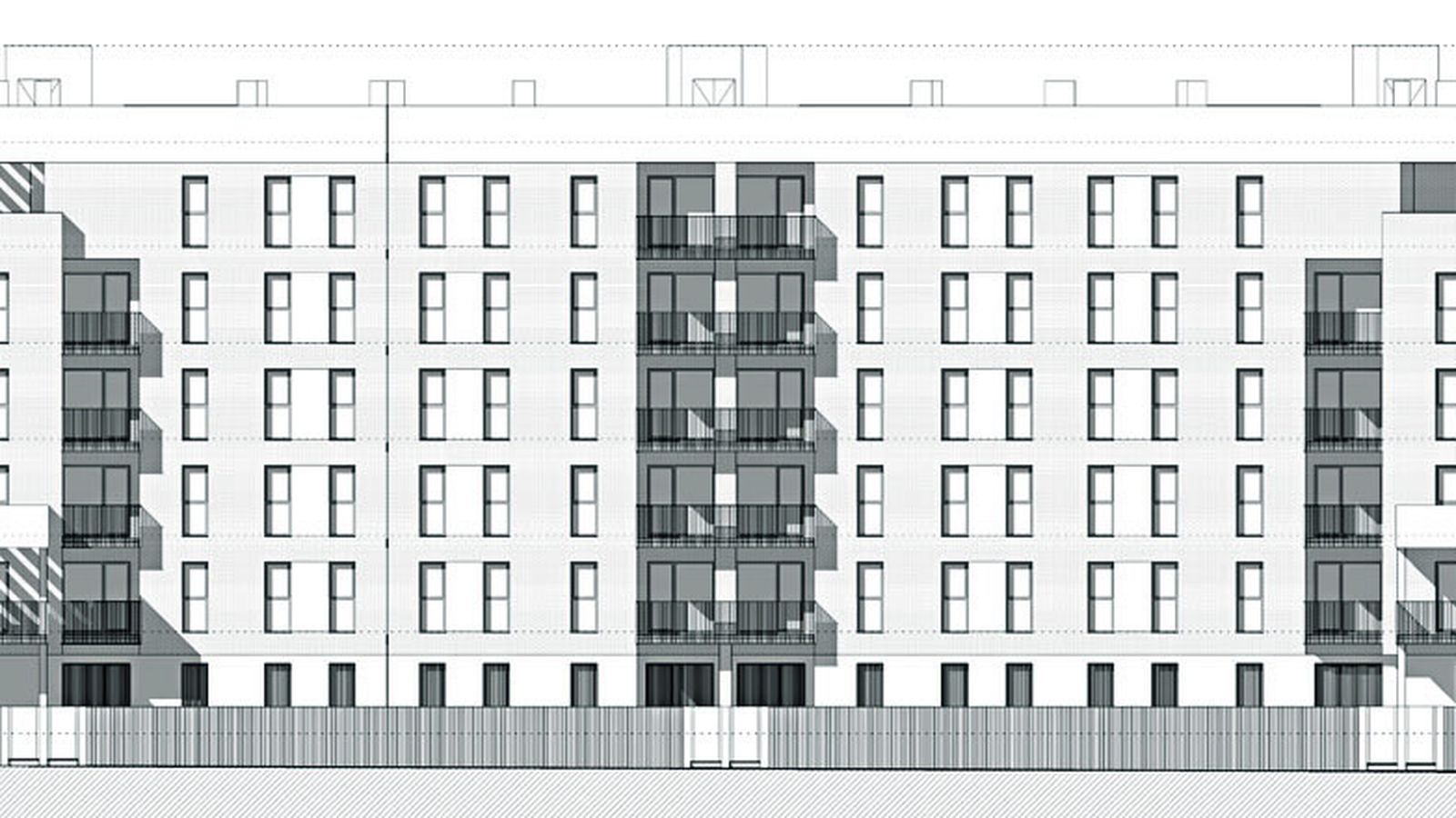 Alzado del edificio que se levantará en unas de las parcelas.