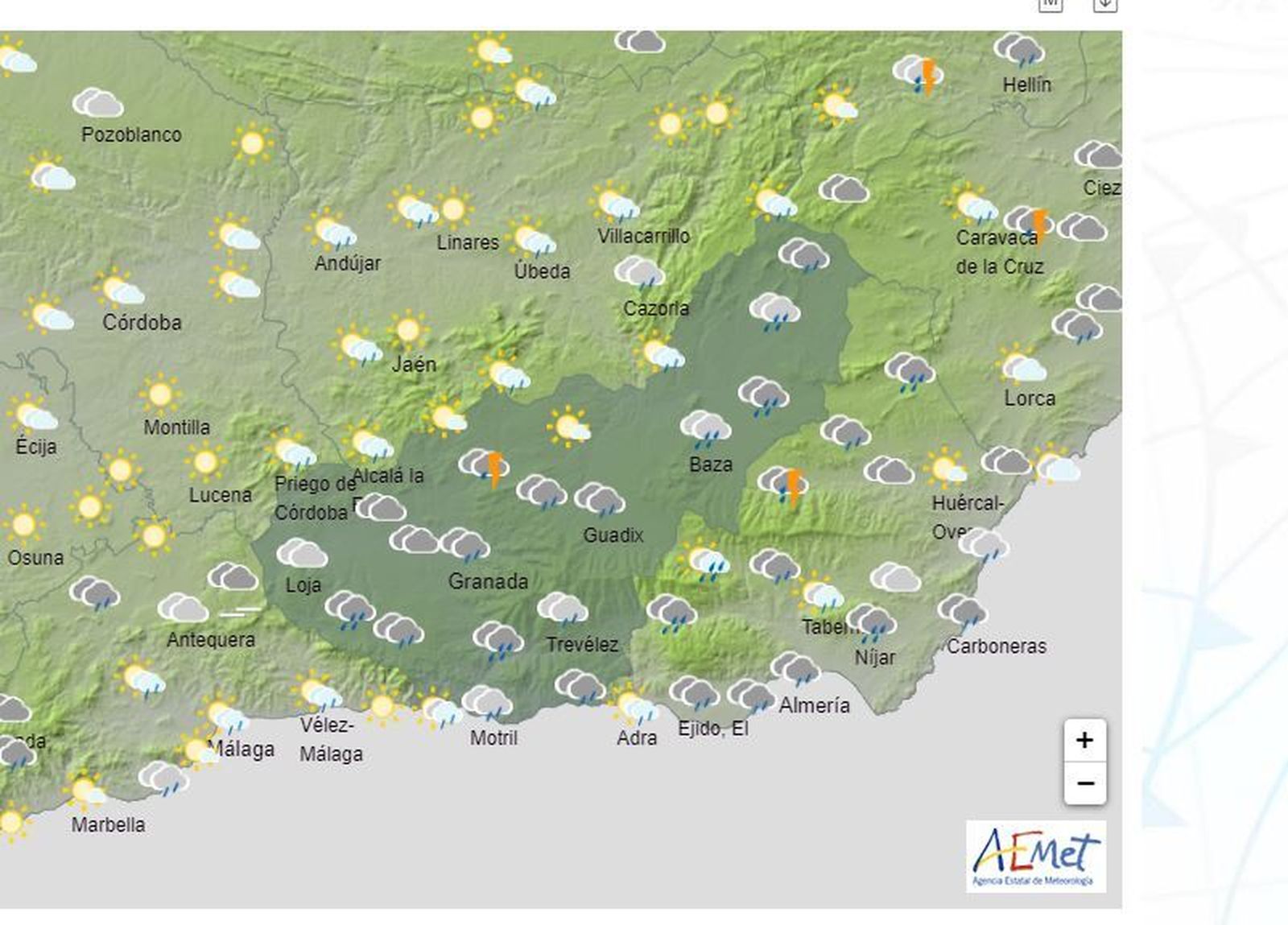 El Tiempo en Granada el 12 de junio de 2024