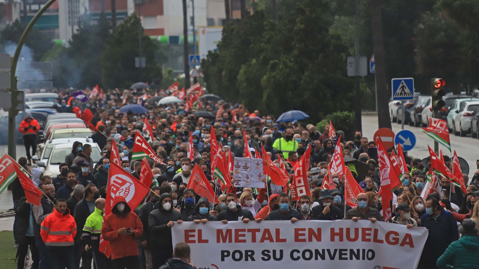 Una manifestación por el convenio del metal en Algeciras en 2021.