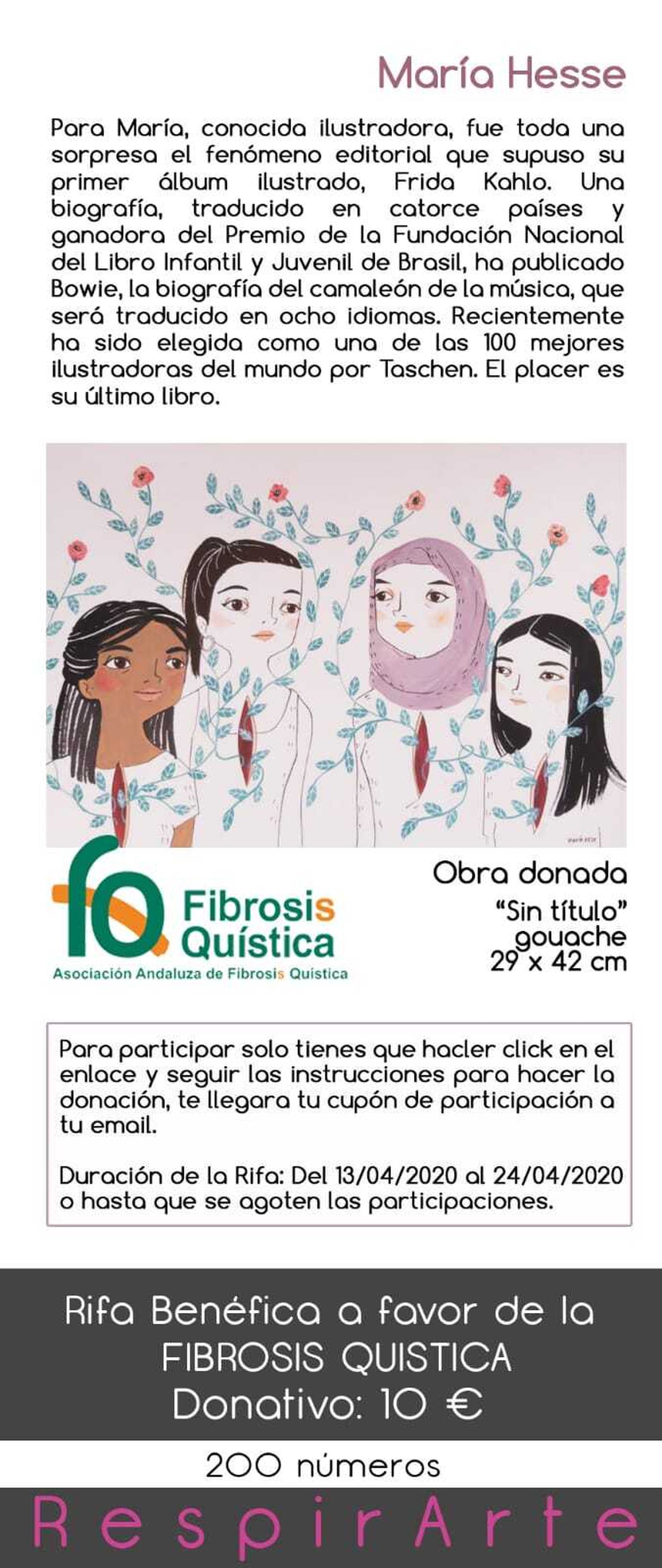 La obra donada que se va a sortear, pintada por María Hesse.