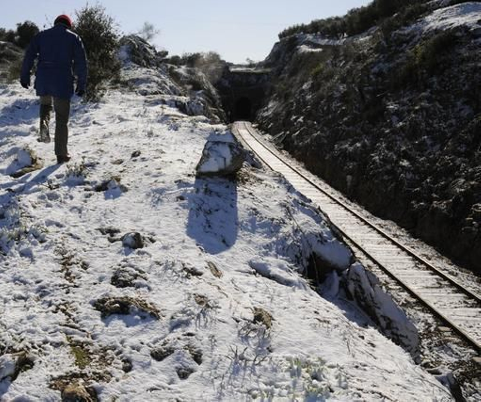 La nieve ha llegado a cubrir totalmente las zonas próximas a la vía del tren.

Foto: B.Vargas/Juan Carlos Vázquez