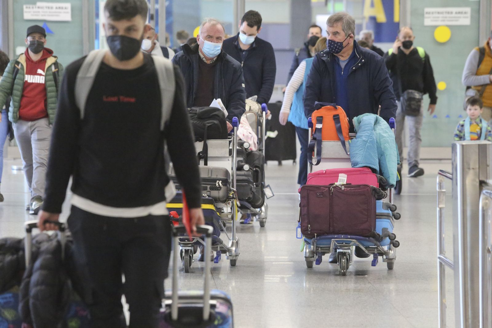 Varias personas en la terminal de llegadas del aeropuerto de Málaga.