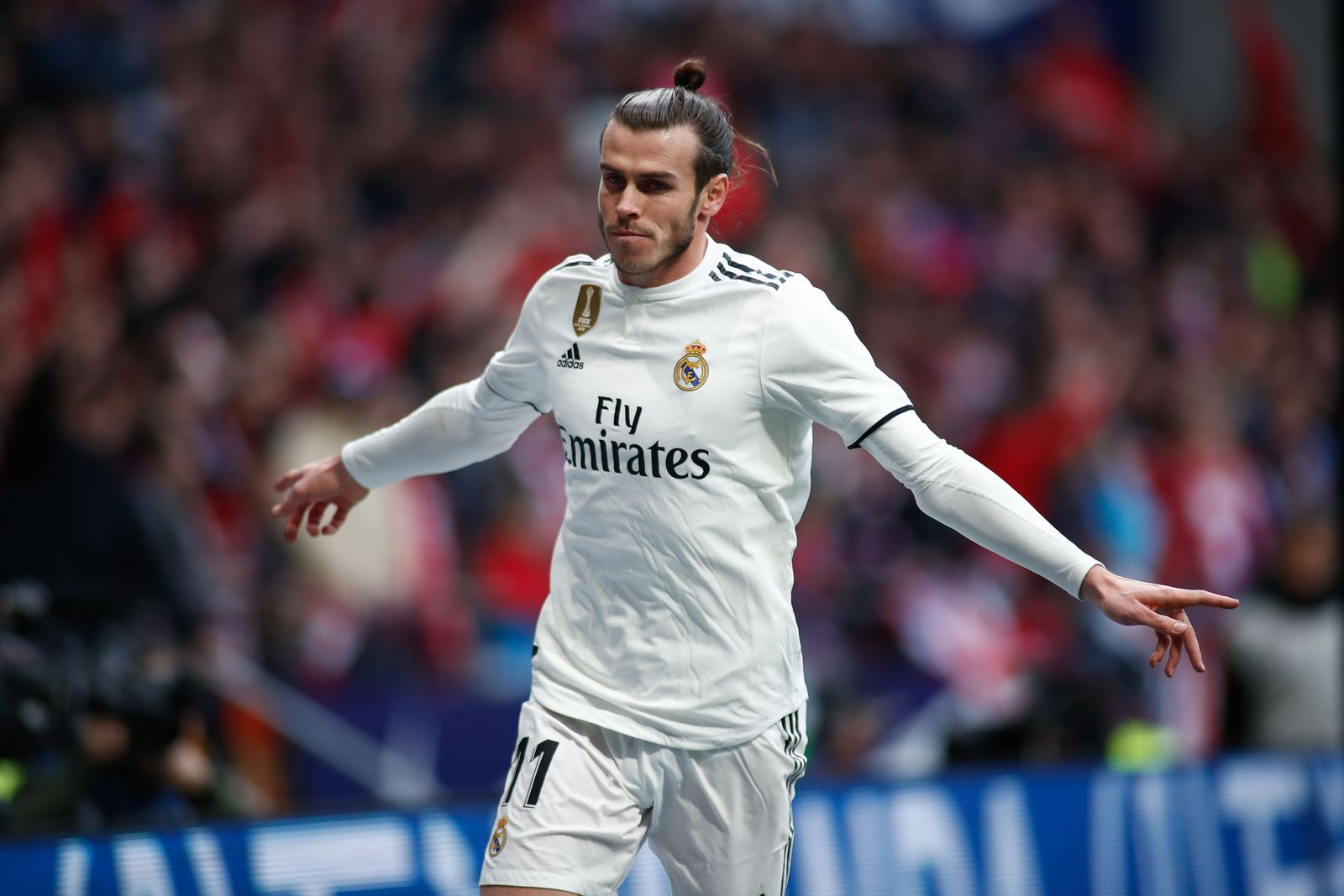 Gareth Bale celebra un gol en el Wanda Metropolitano.