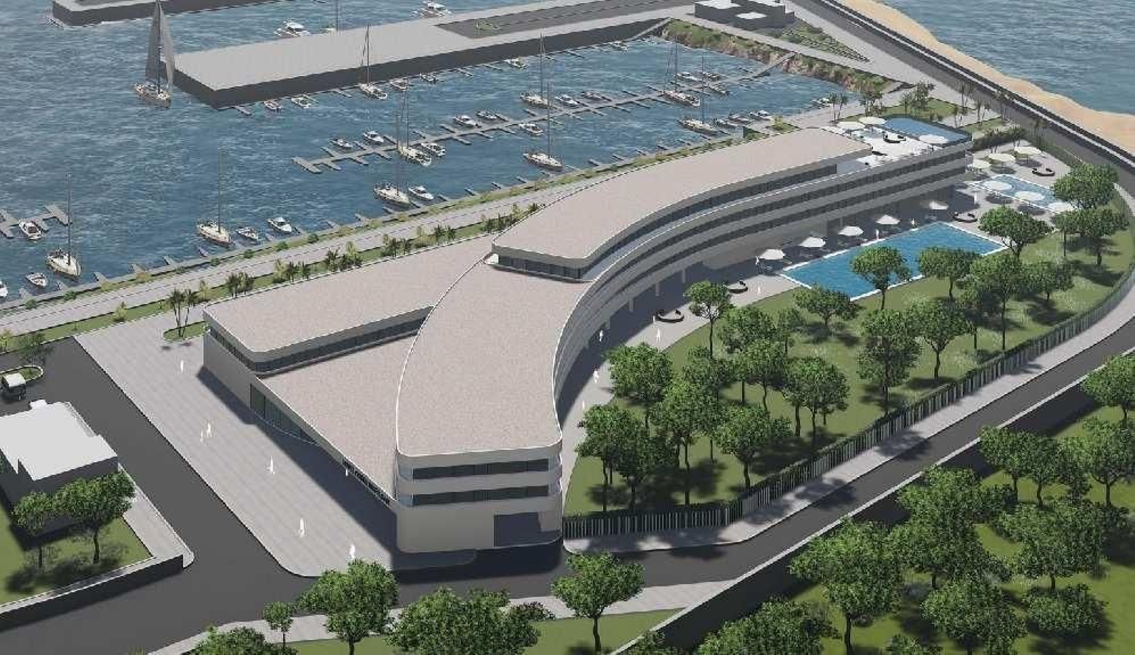 Recreación del futuro hotel en el puerto barbateño.