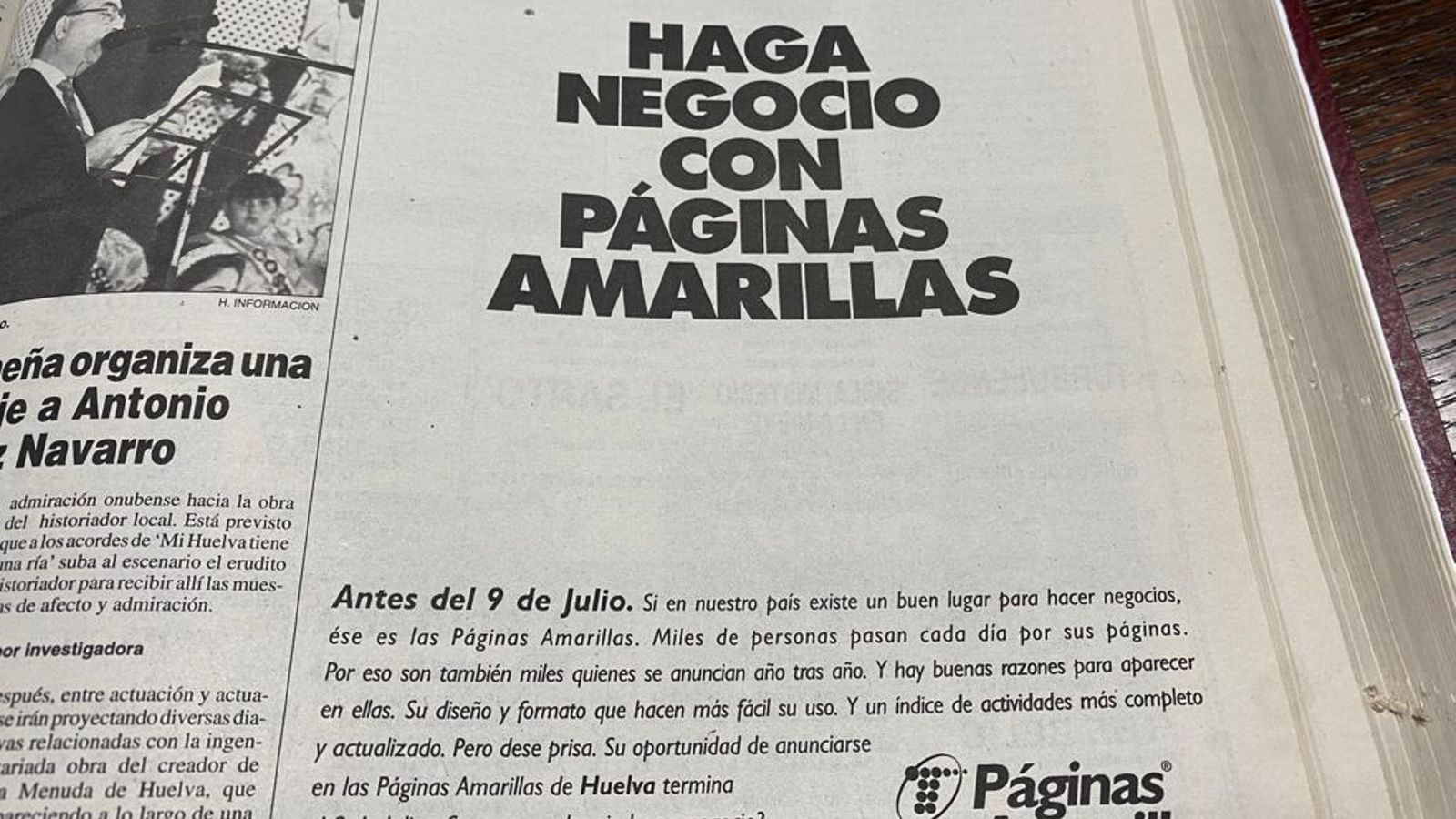 Páginas Amarillas se anunciaba en Huelva Información en 1997