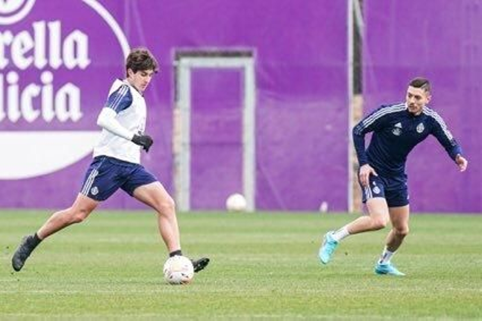 Migue Sánchez entrenando con el Valladolid.