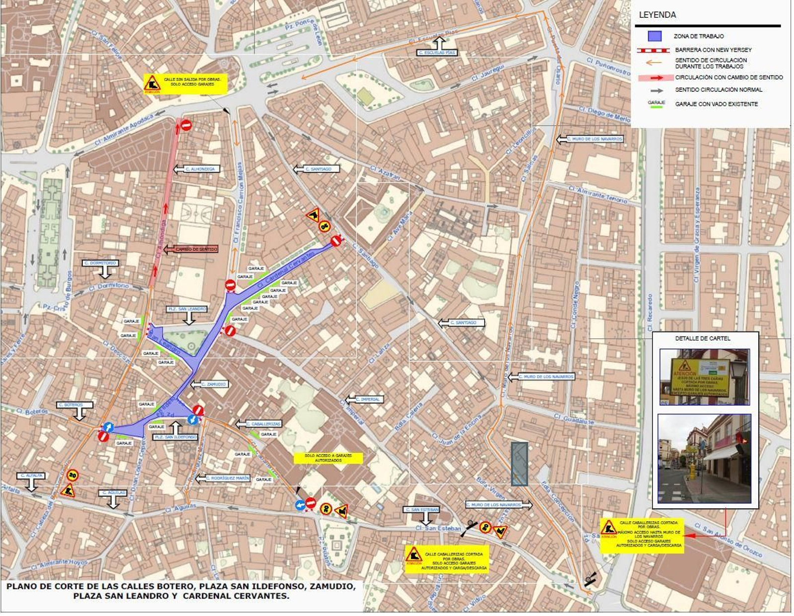 Corte de calles del entorno de la Pila del Pato esta semana