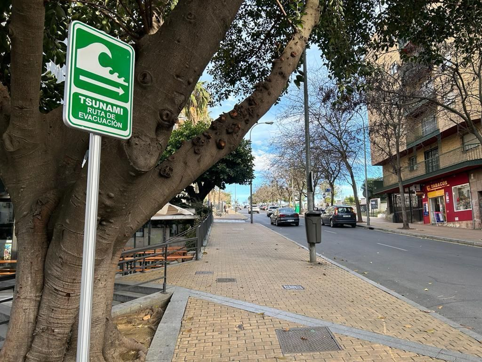 Un punto antitsunami en Huelva.