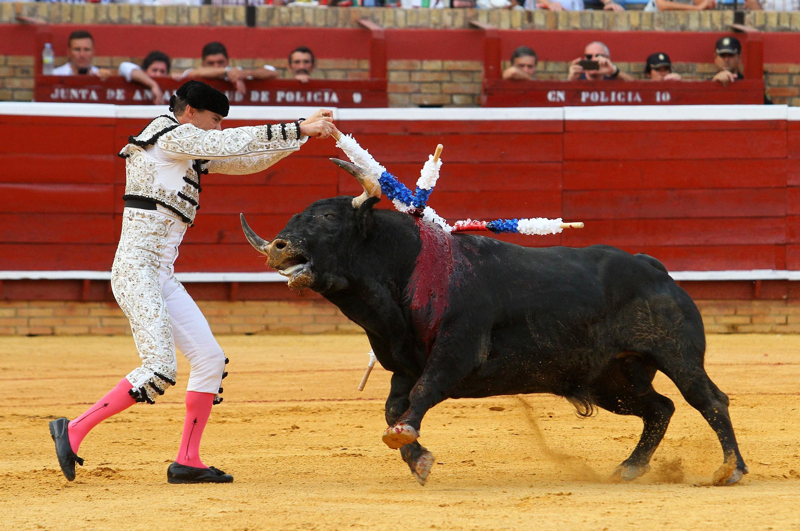 Faena de Emilio Silvera en la novillada de la Plaza de La Merced