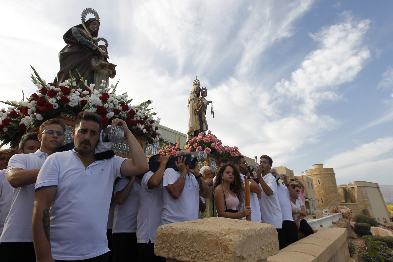 Fotogalería cucaña y procesión Fiestas Santa Ana Roquetas de Mar
