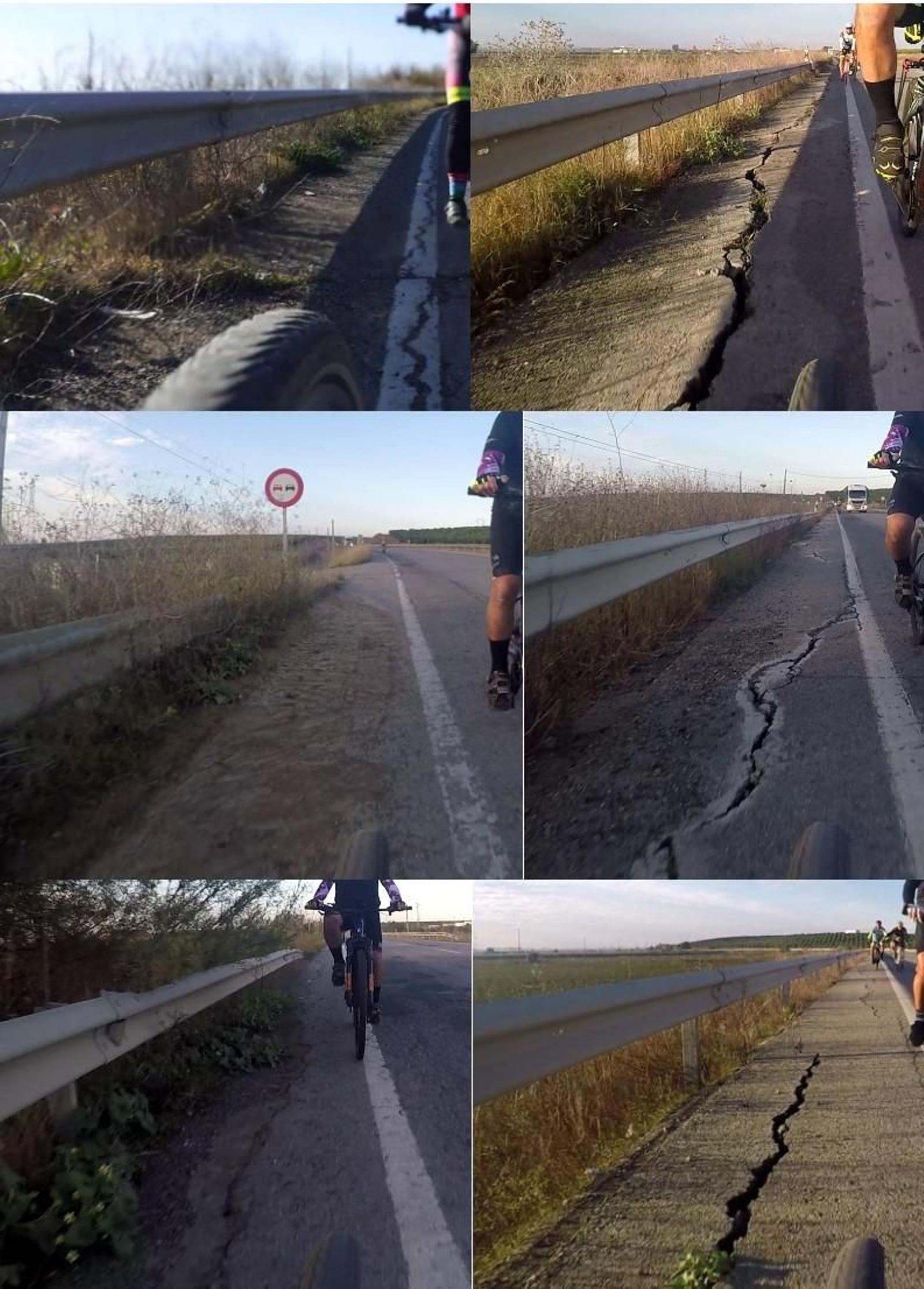 Las grietas y socavones de la carretera autonómica A-8006 de Sevilla a La Algaba y Villaverde