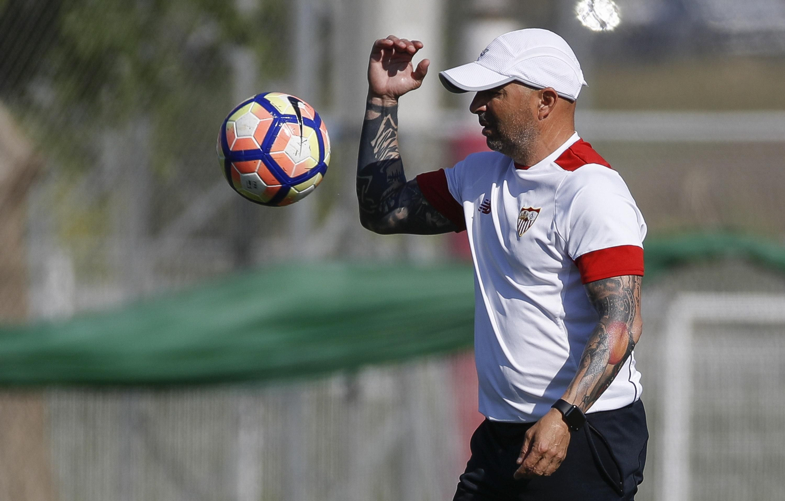 Sampaoli, durante una sesión de trabajo en la ciudad deportiva.