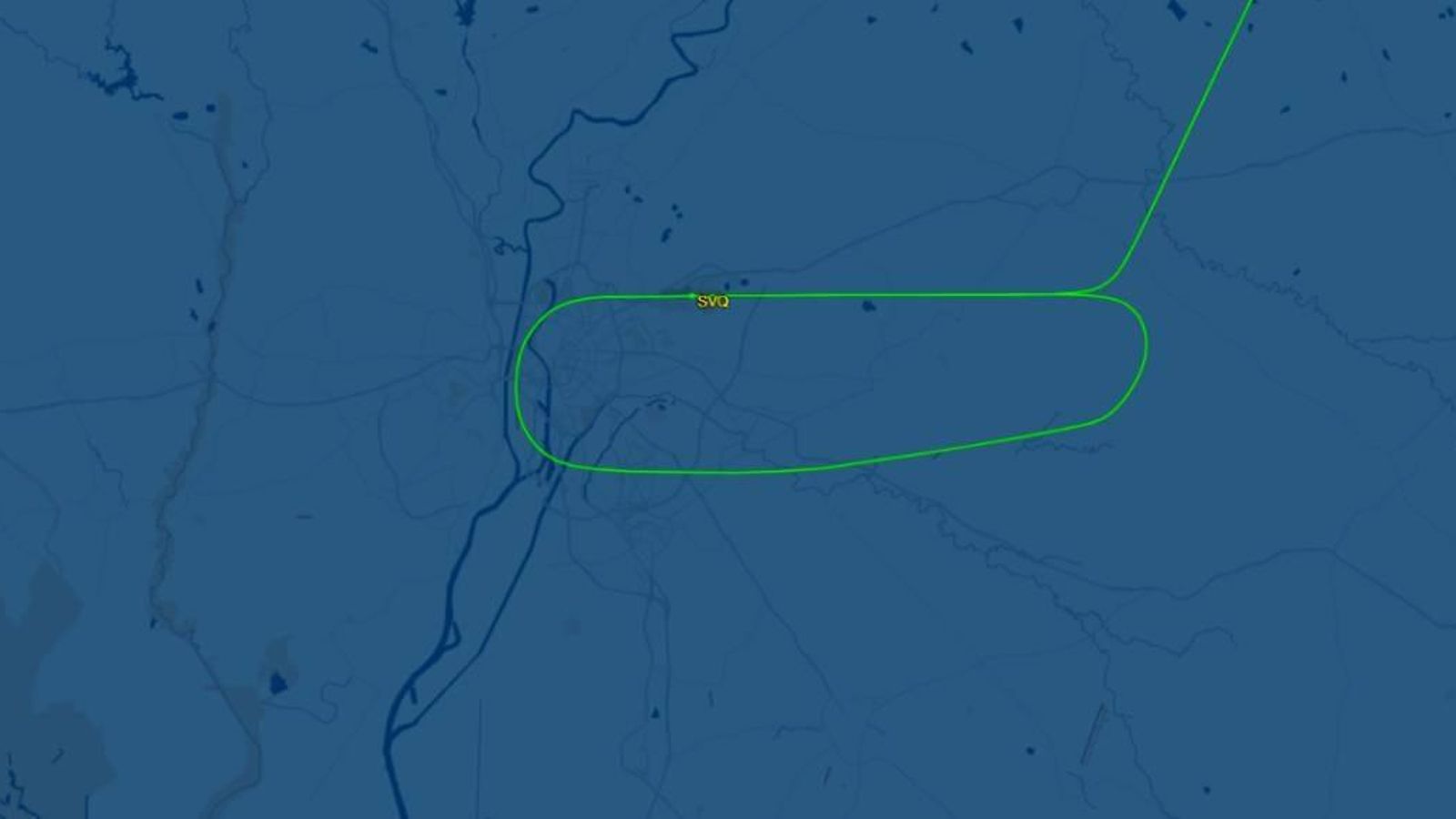 La imagen del trayecto recorrido por la aeronave recogida por la web h'es.flightaware.com'.