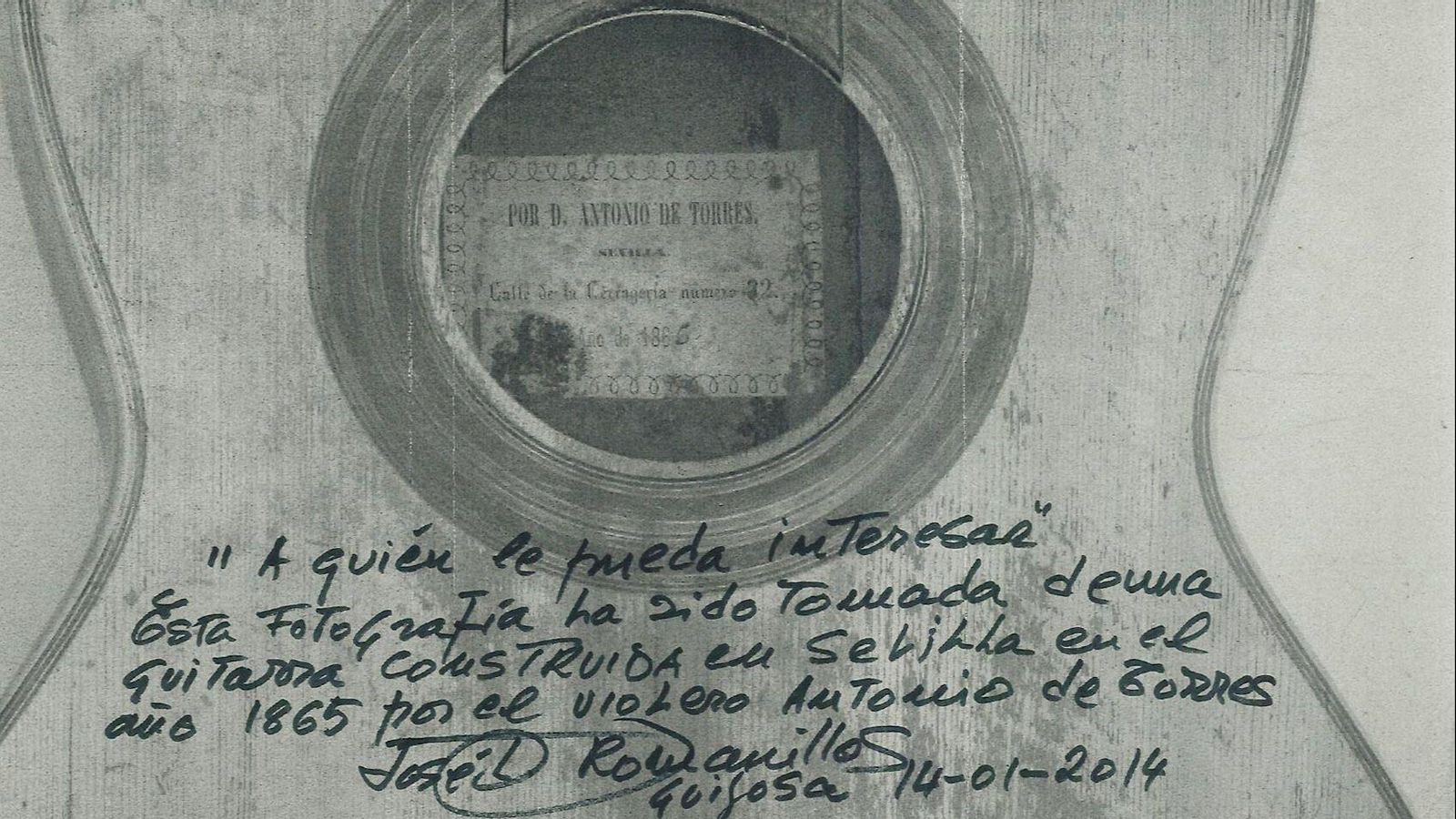 Certificado de autenticidad realizado por José Luis Romanillos en 2014