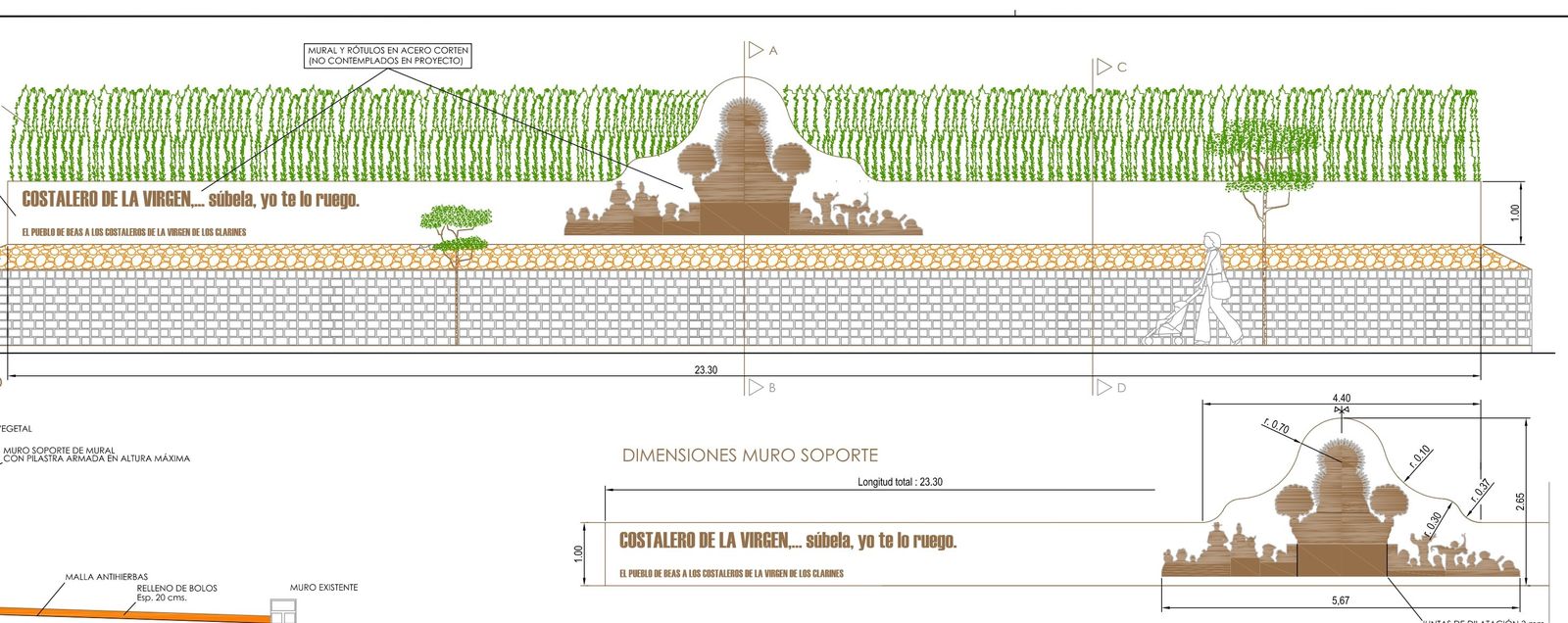 Plano del diseño del futuro monumento a los costaleros.