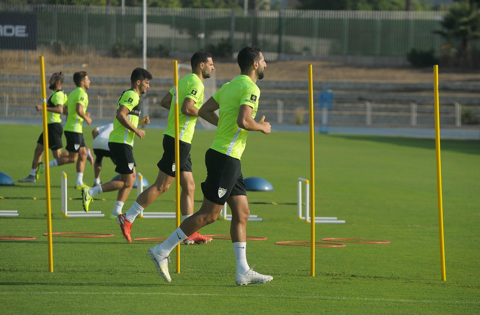 Lombán, junto a José Rodríguez y Juankar en el entrenamiento.