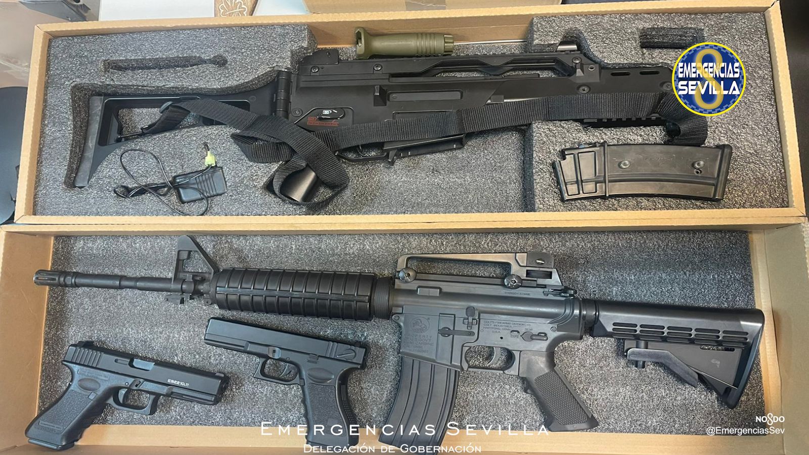 Las armas intervenidas  por la Policía Nacional.