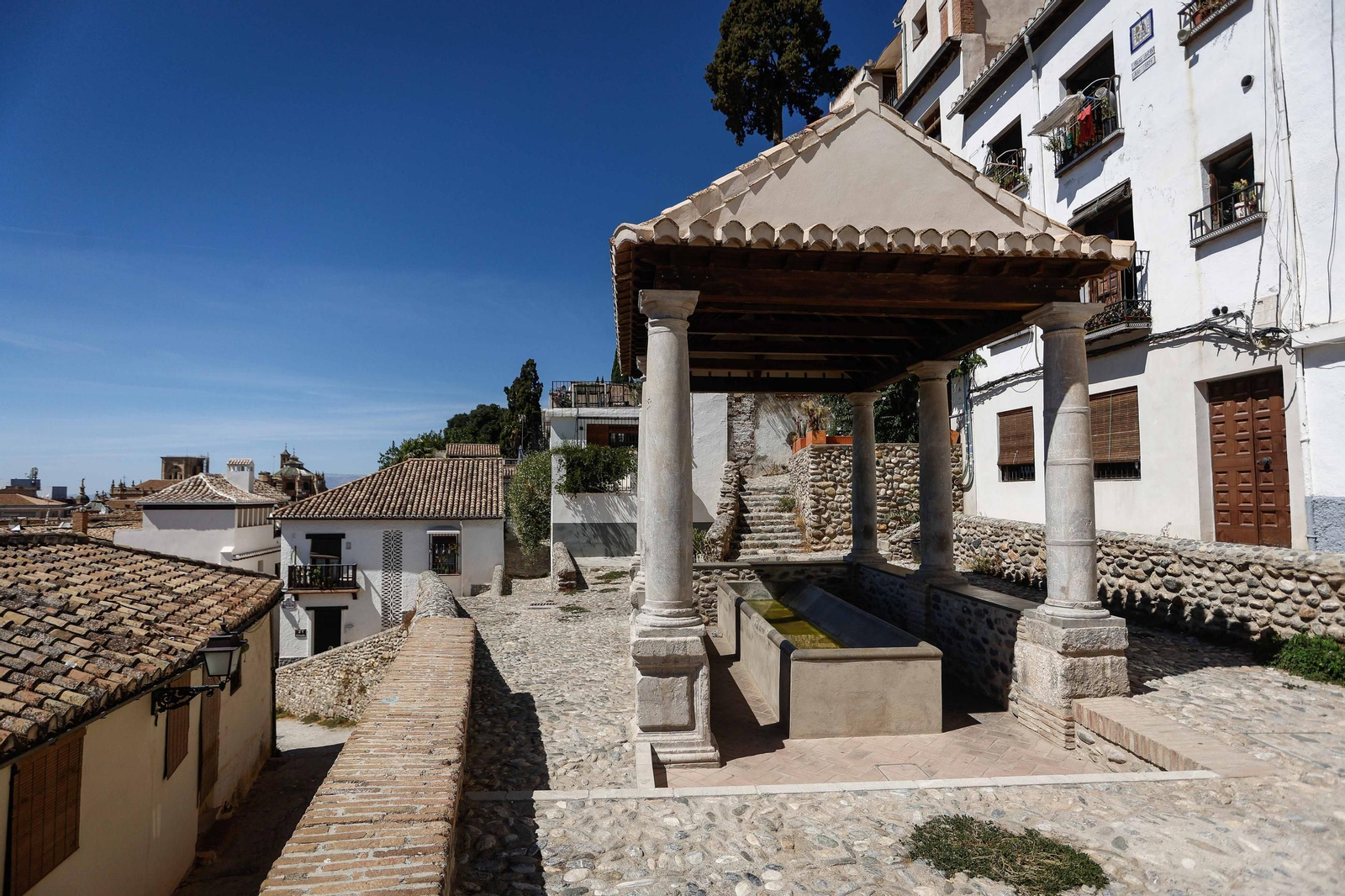 Un primer plano del lavadero de la Puerta del Sol