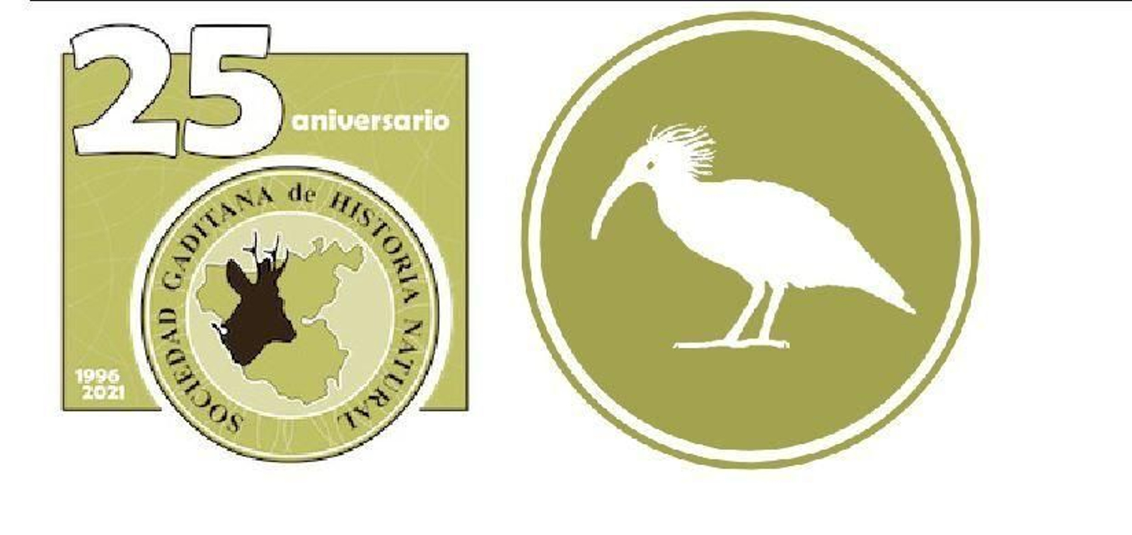 Logo del 25 aniversario de la Sociedad Gaditana de Historia Natural y el del proyecto de reintroducción del Ibis eremita. Logo del 25 aniversario de la Sociedad Gaditana de Historia Natural y el del proyecto de reintroducción del Ibis eremita.