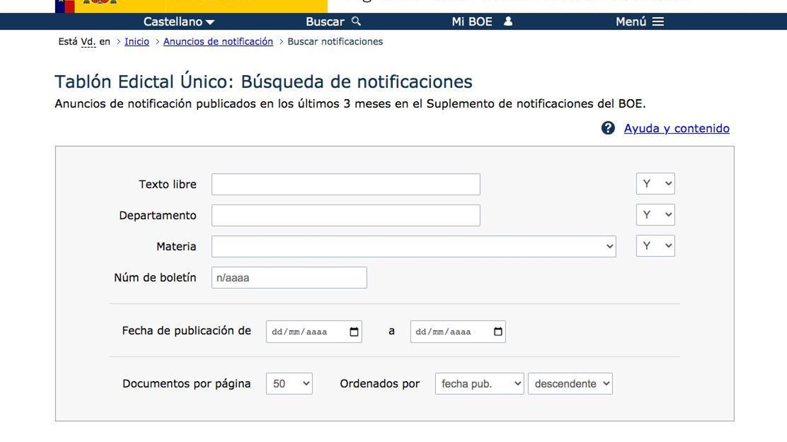 Imagen del tablón principal del TEU.