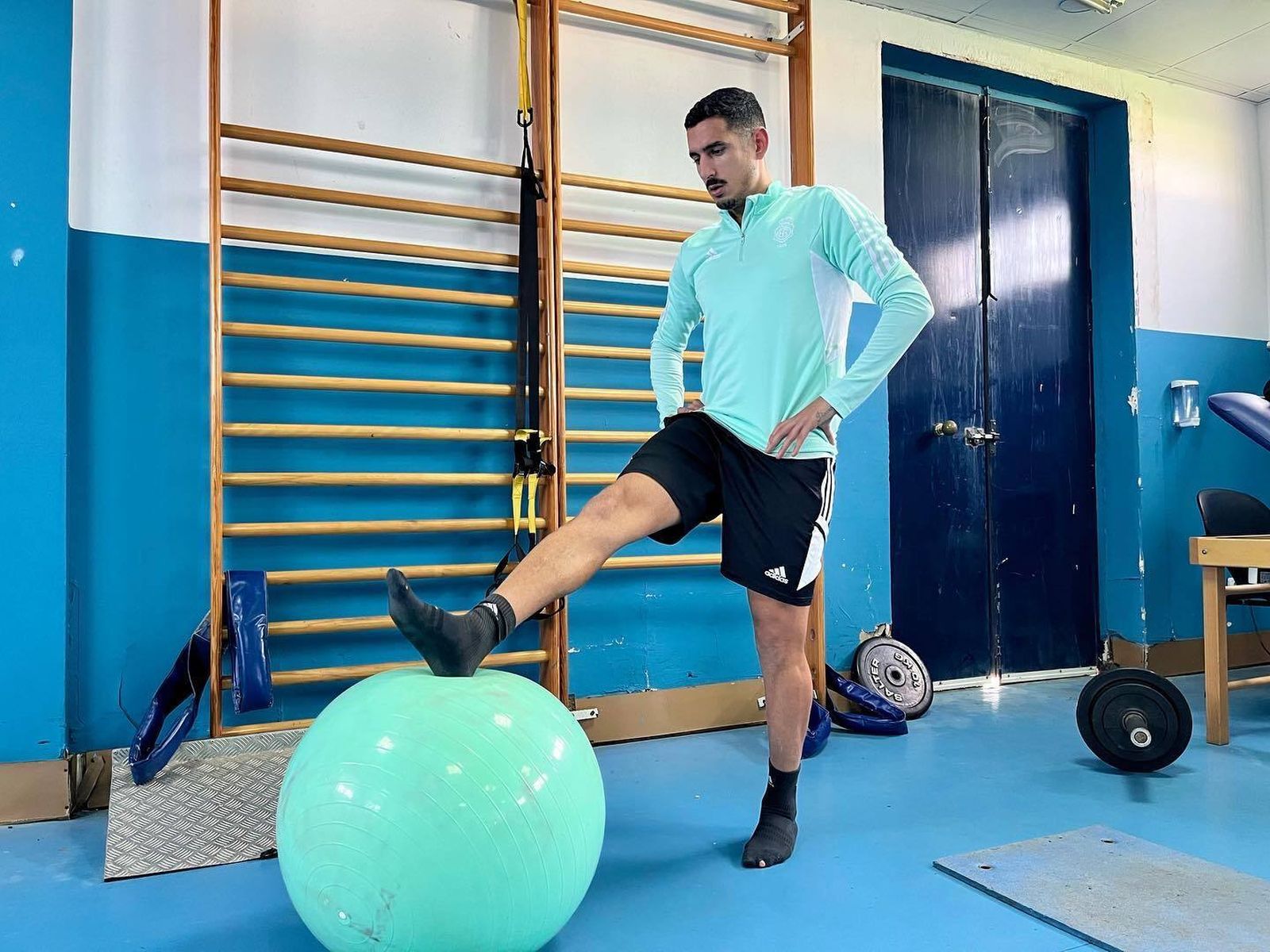 Dopi se ejercita en el gimnasio de la Ciudad Deportiva del Recre, este miércoles.
