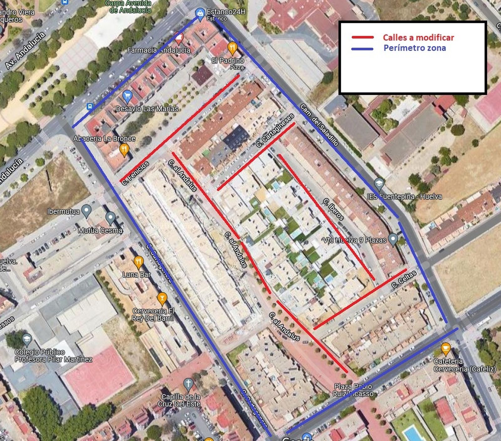 Mapa con los cambios de circulación.