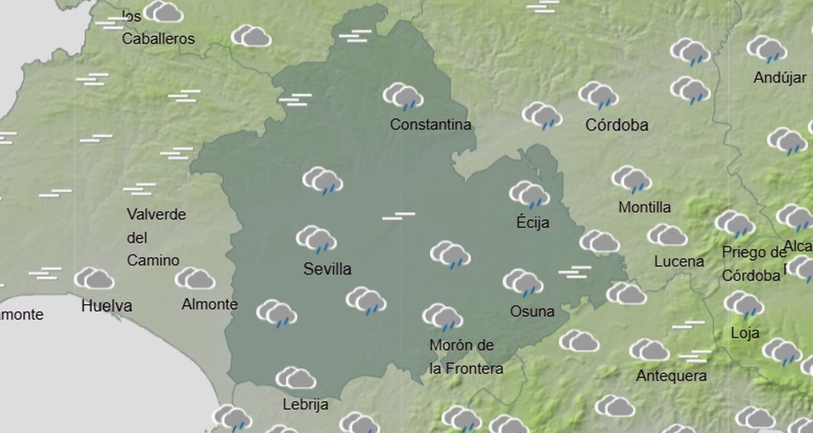 Durante la próxima madrugada lloverá en la práctica totalidad de la provincia.