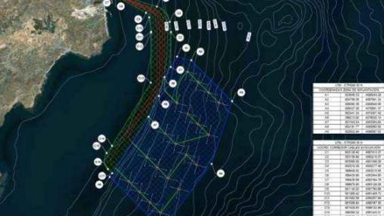 Planta general propuesta para la implementación del parque eólico marino.