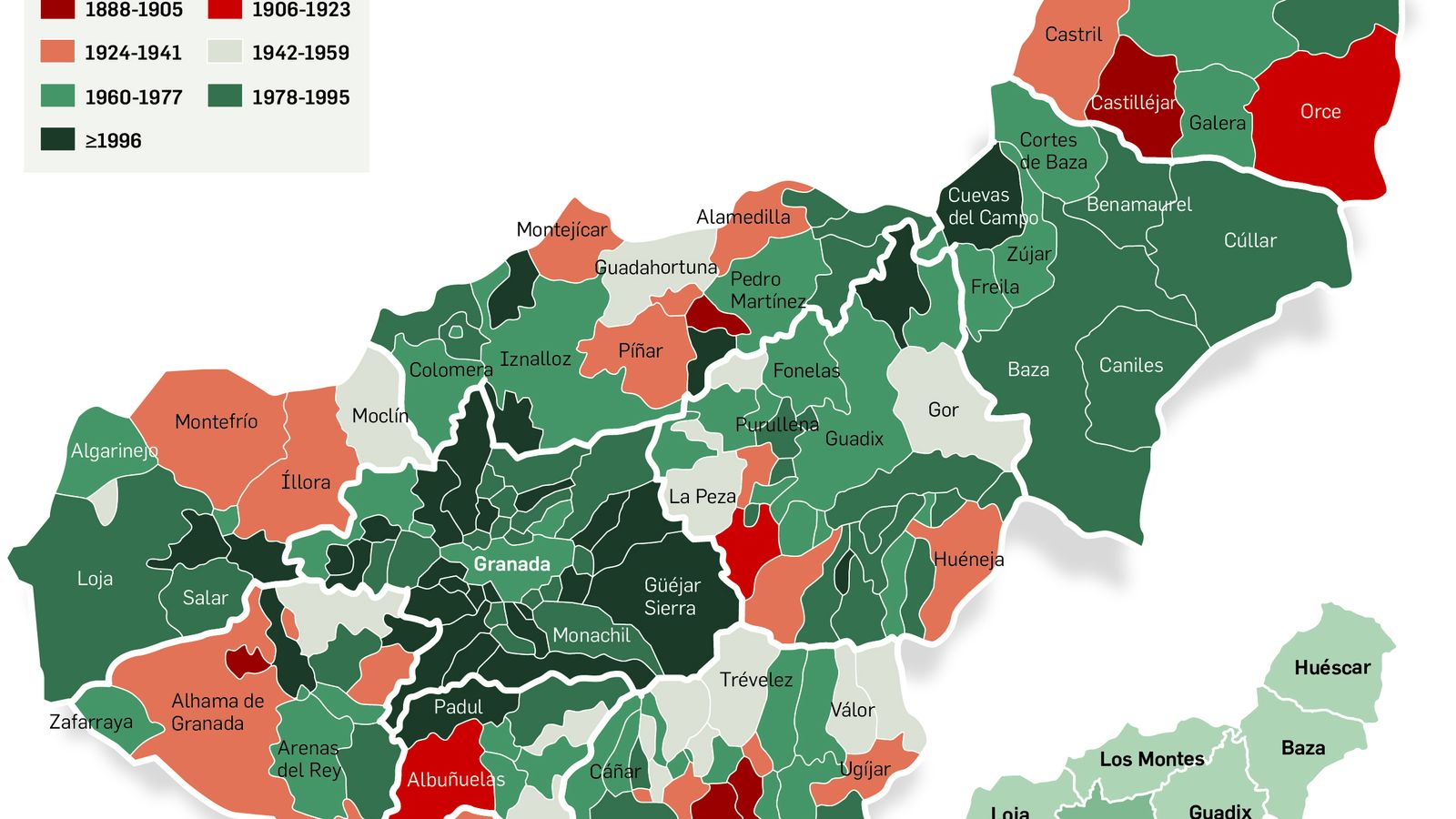 Antigüedad de los edificios de Granada
