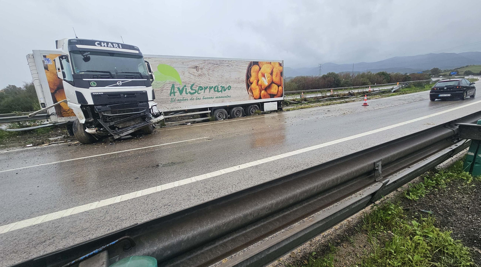 Las fotos del camión accidentado en la A-381 a la altura de Los Barrios