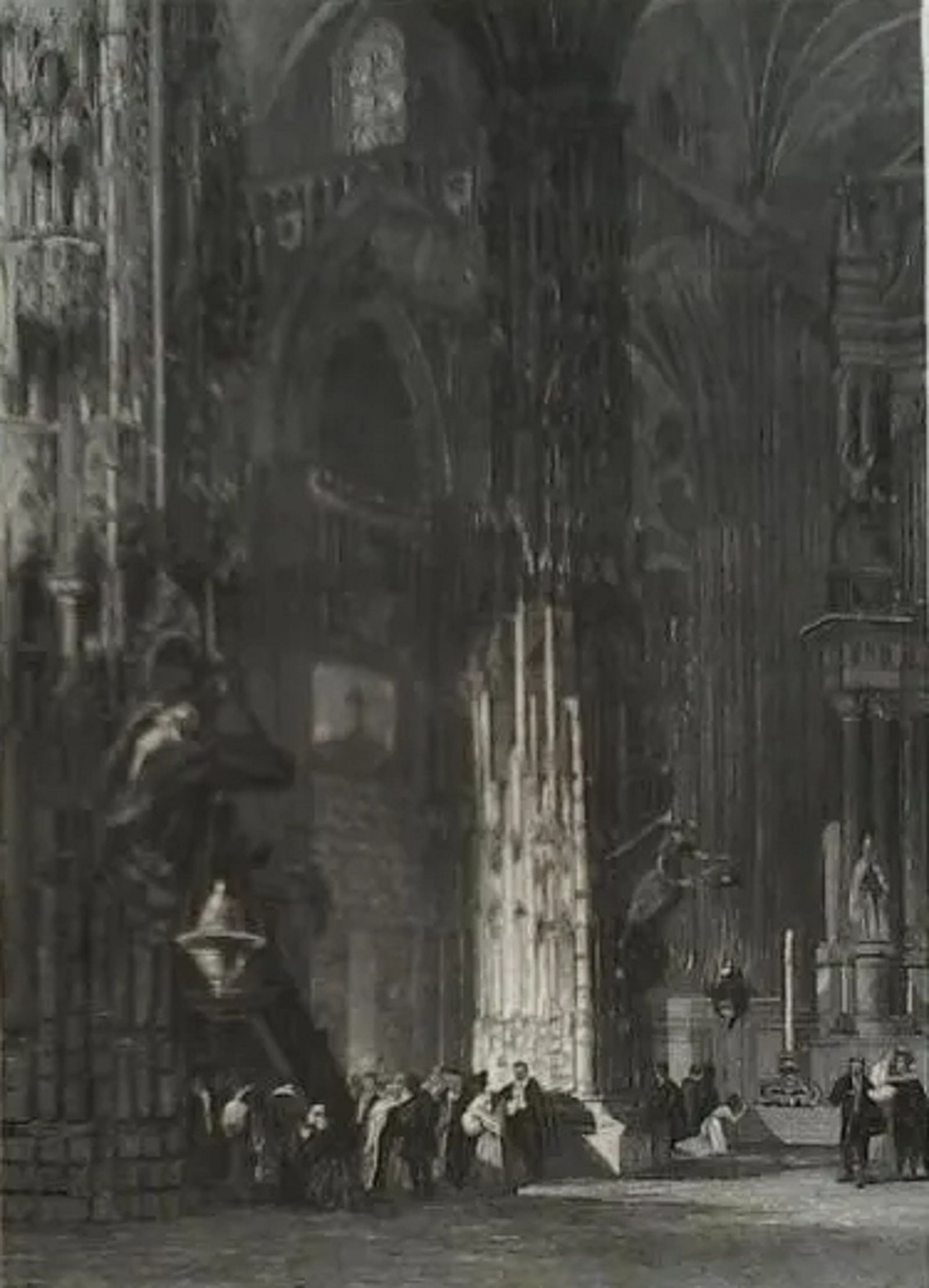 Interior de la catedral de Jerez en un grabado del siglo XIX.