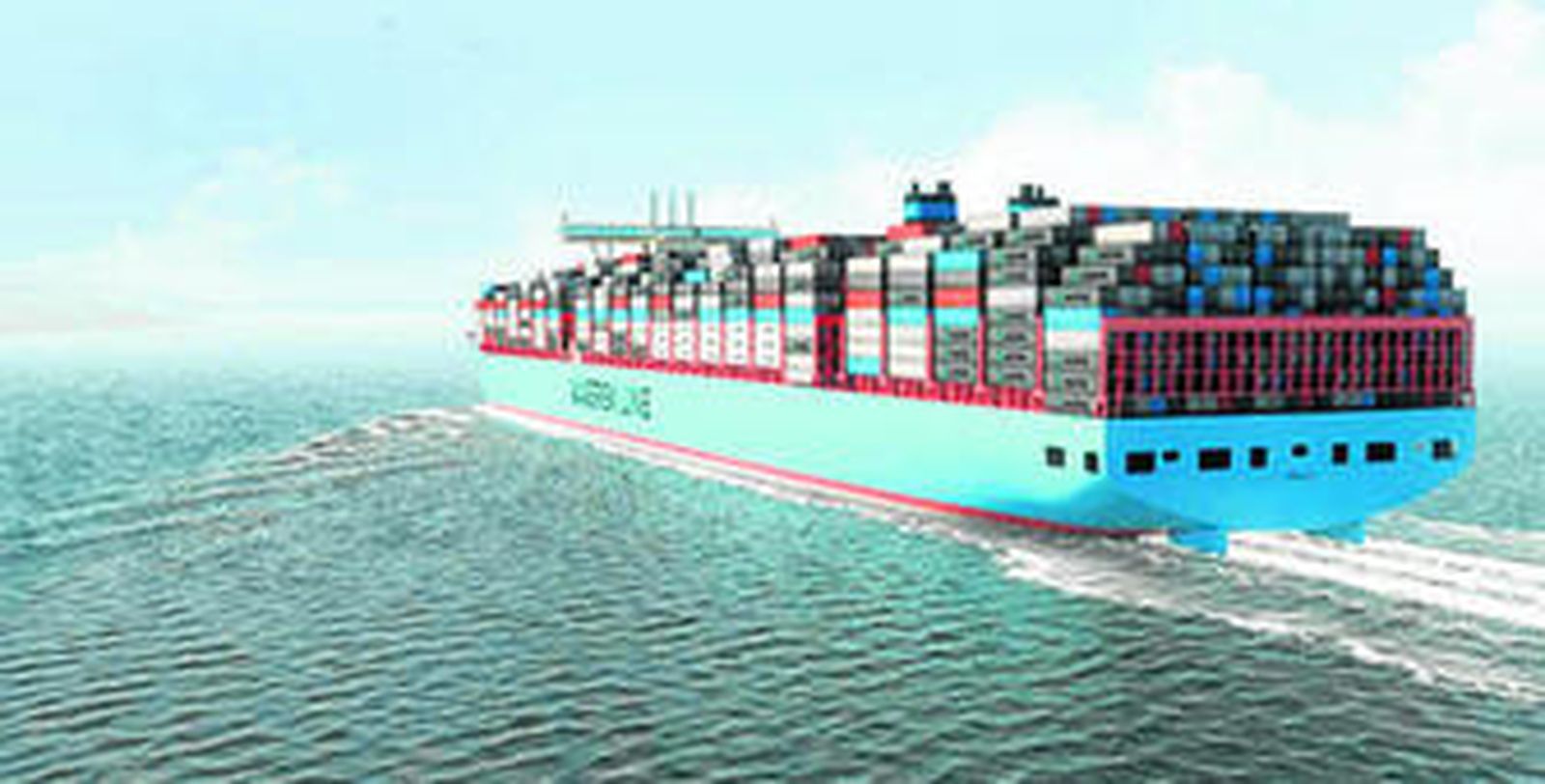 Una recreación de uno de los 10 barcos más grandes del mundo que Maersk ha encargado a unos astilleros coreanos.