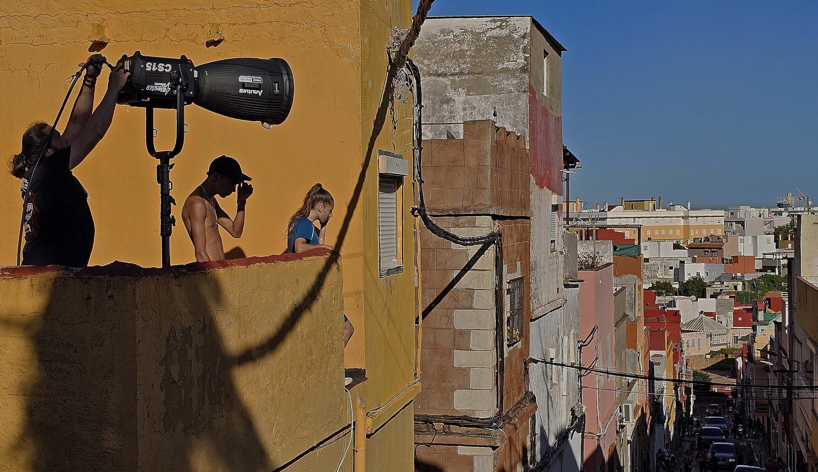 Fotos del rodaje de la serie 'Marbella' en la barriada de La Bajadilla de Algeciras