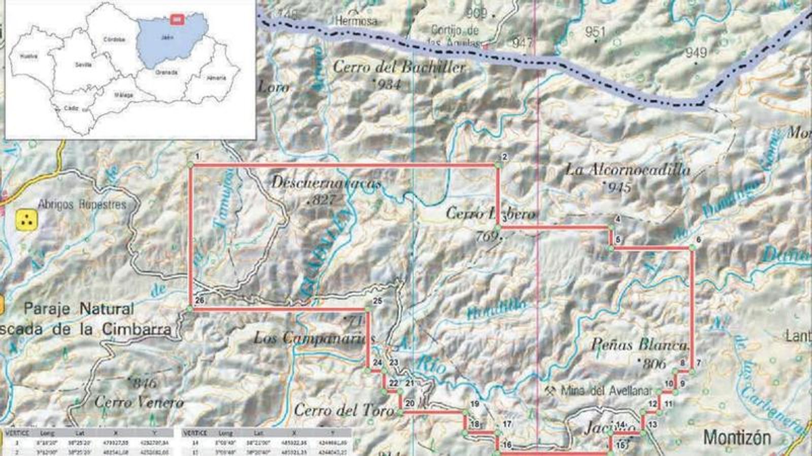 Mapa de la zona en la que se llevarán a cabo las perforaciones.