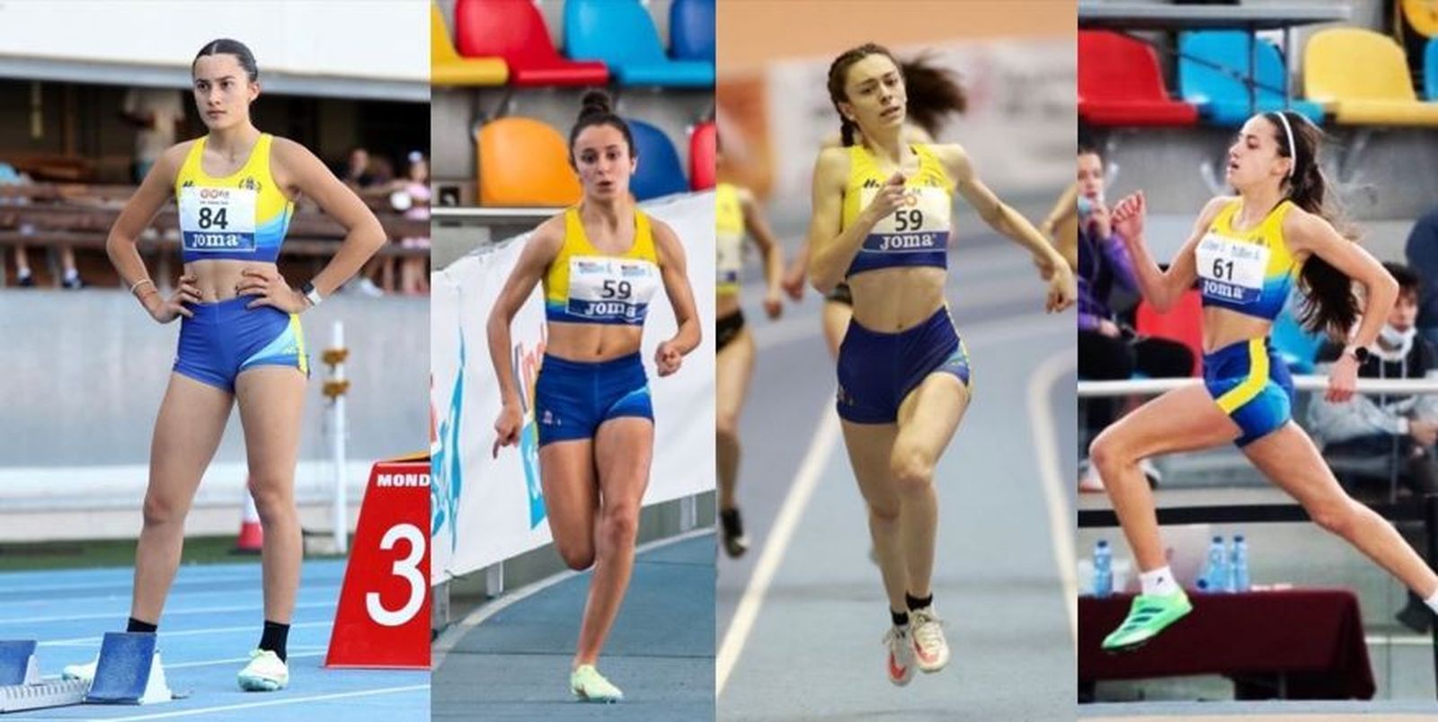 Cuatro de las velocistas del Bahía seleccionadas.