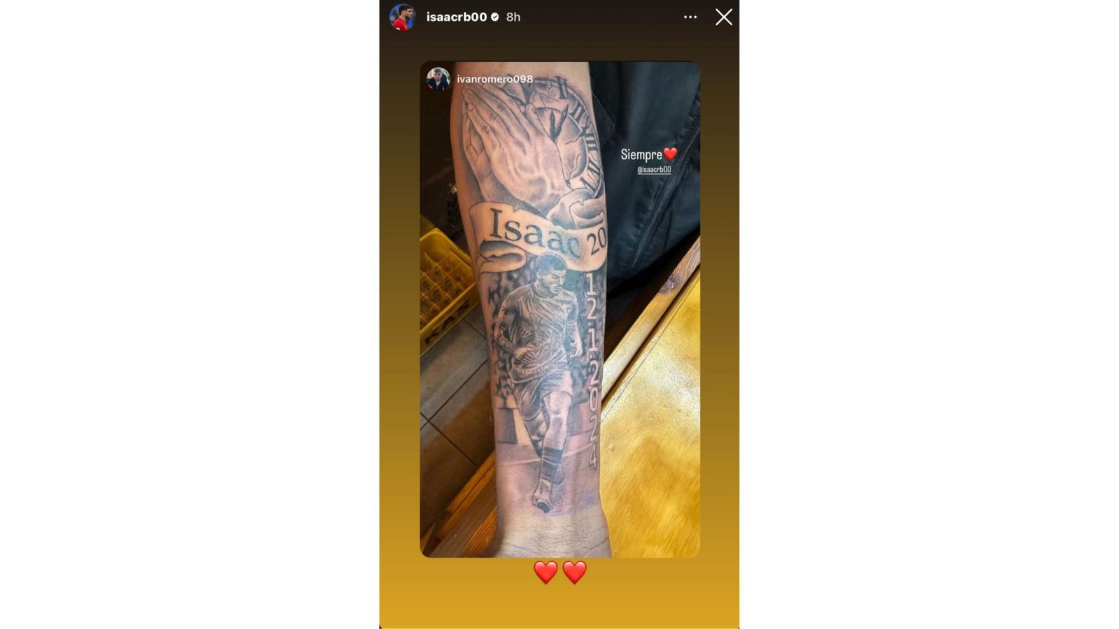 El tatuaje del hermano de Isaac Romero