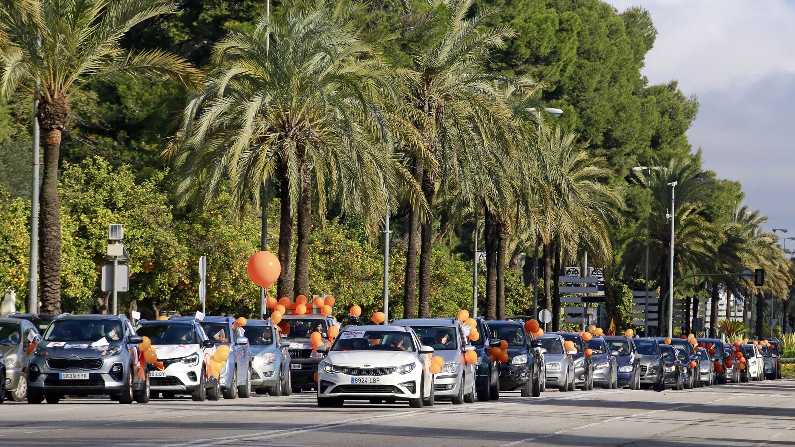 Imágenes de la manifestación en vehículos contra la Ley Celaá en Jerez