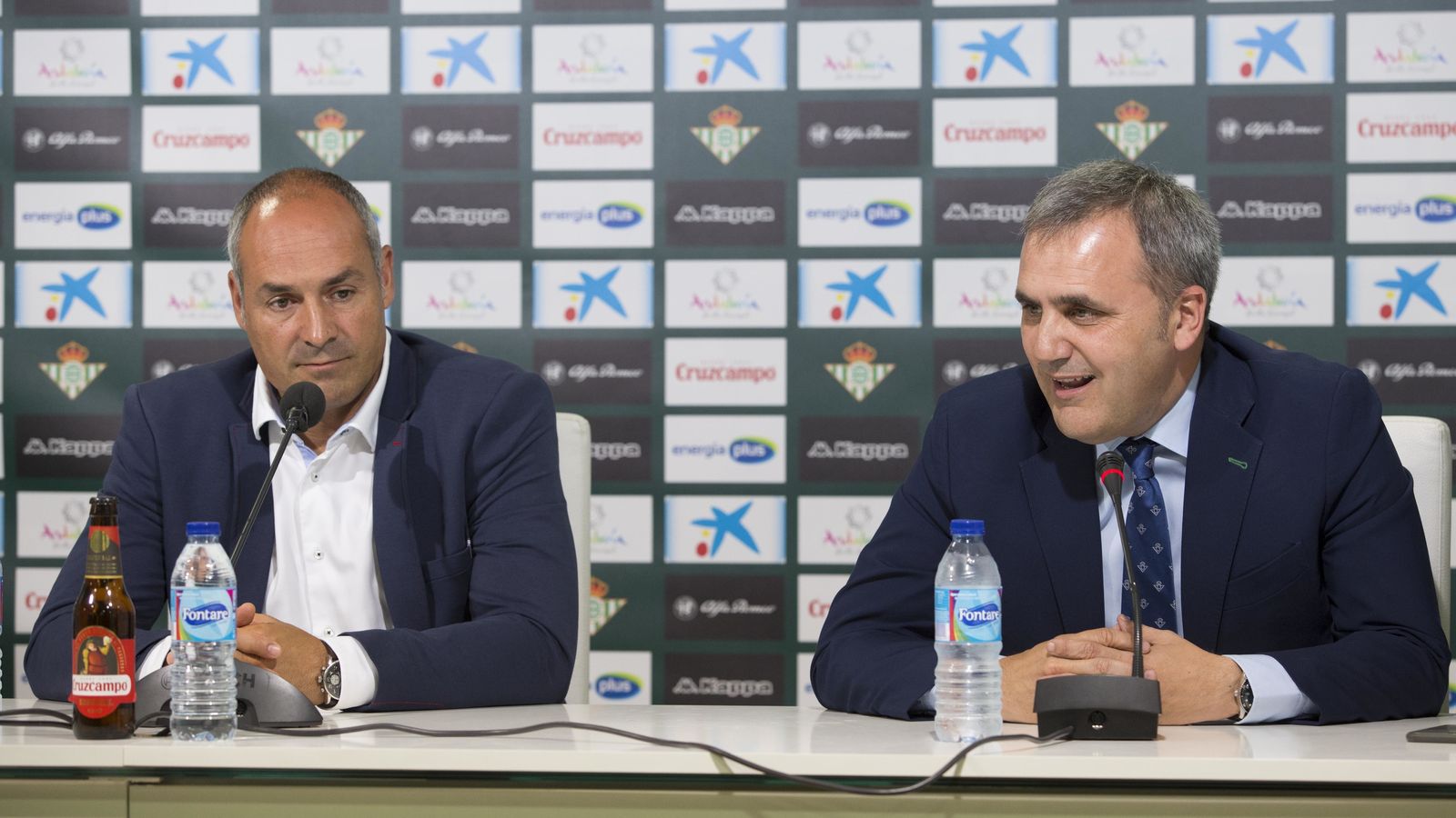 Fernando Moral y Curro Segura, durante la presentación del técnico granadino.